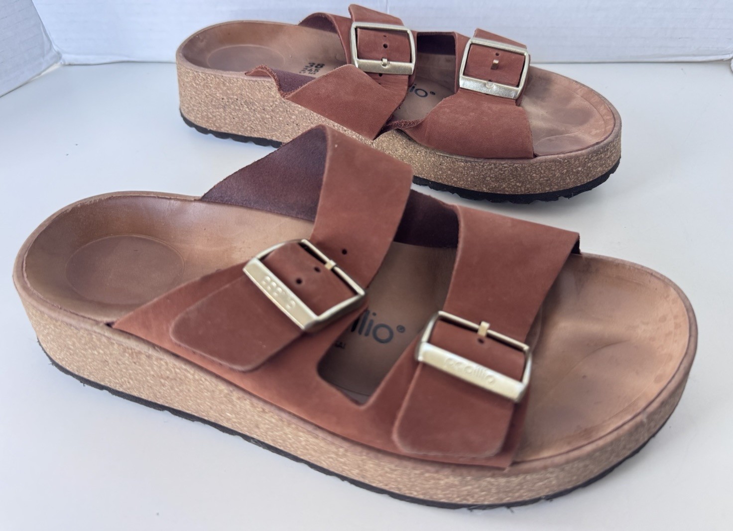 Birkenstock Papillio Gabriela Pecan Nubuck Leather Slip On Sandals Shoes Size 38