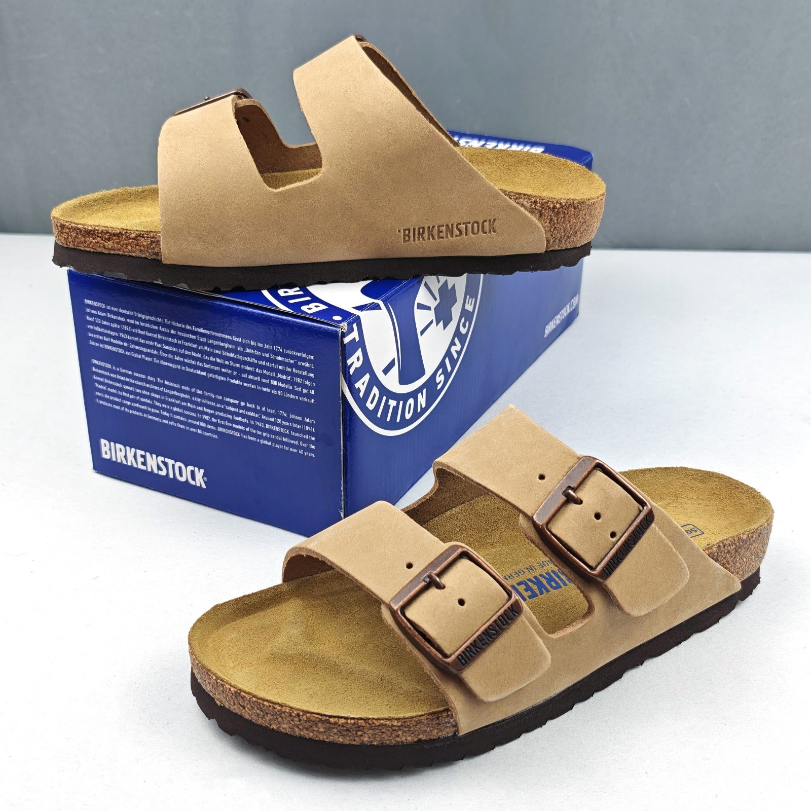 Birkenstock Arizona Tobacco Brown Wide/Narrow Oiled Leather  Sandals