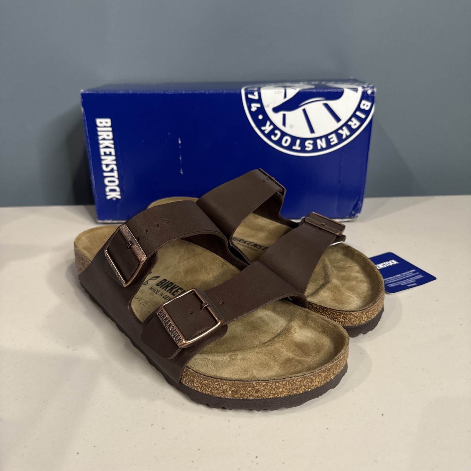 BIRKENSTOCK Arizona BS Slide Sandal Unisex Size US Womens 8 Mens 6 Dark Brown