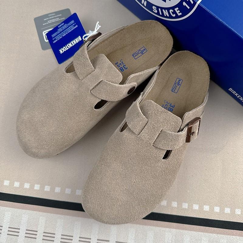 Birkenstock Boston Taupe Suede Leather Soft Footbed Unisex Clog Shoes EU 37-45