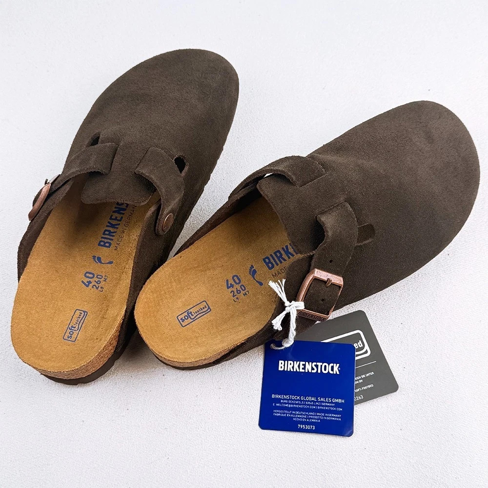 Birkenstock Boston Mocha Suede Leather Soft Footbed Clog Men’s Women’s Shoes