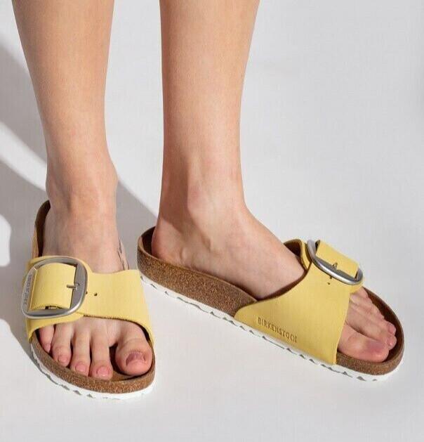 Birkenstock Madrid Big Buckle Sandal Popcorn Nubuck Leather Wms EU 38 US 7- 7.5