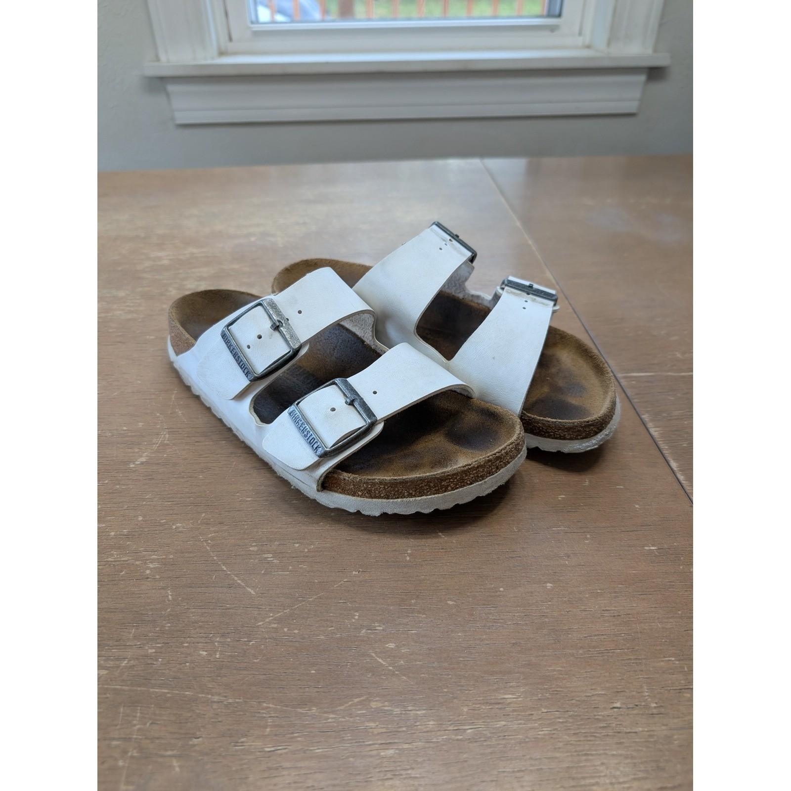 Birkenstock Arizona White Leather Double Strap Cork Footbed Sandals Women’s 38/7