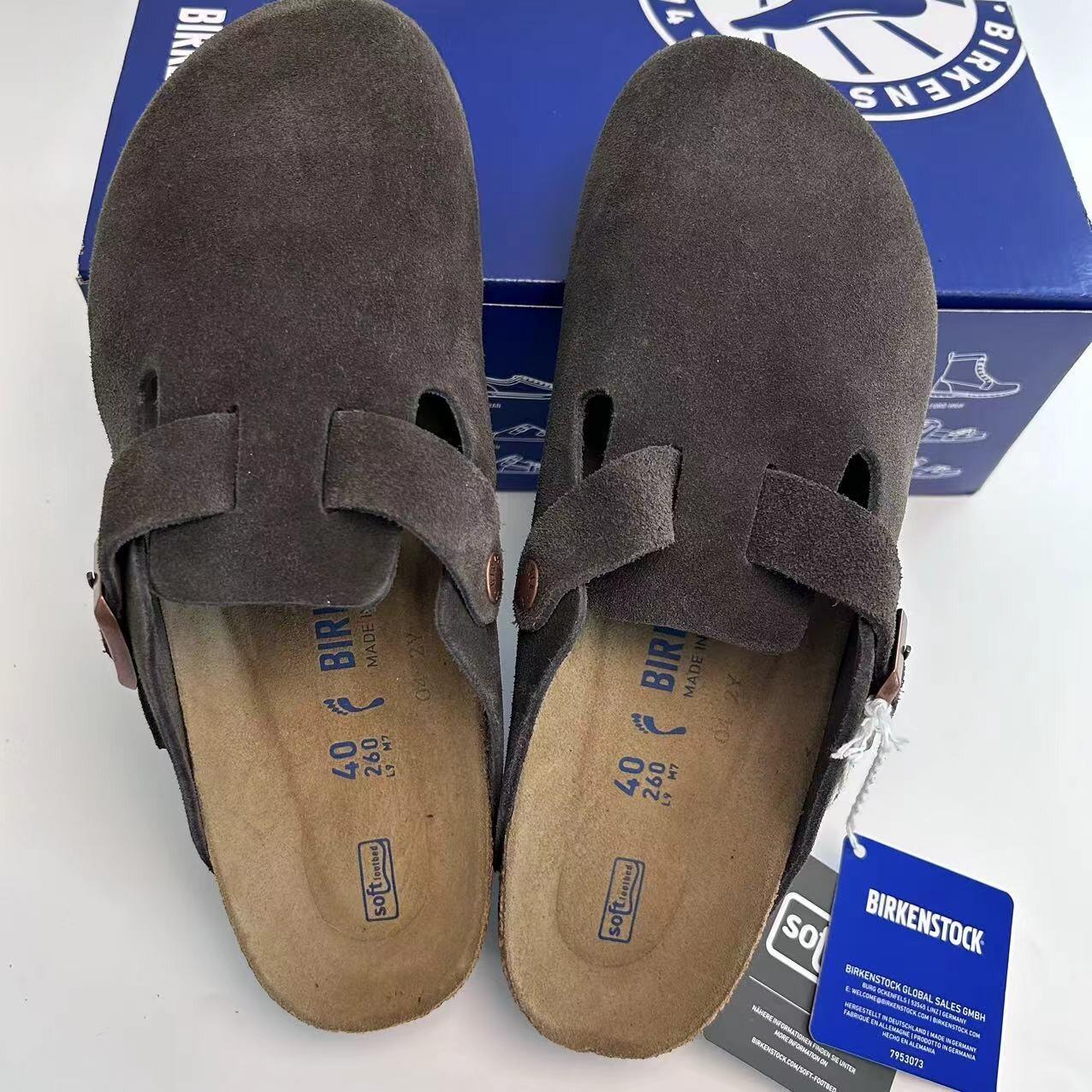 Birkenstock Boston Classic Mocha Suede Leather Unisex Shoes Narrow/Wide 37-45
