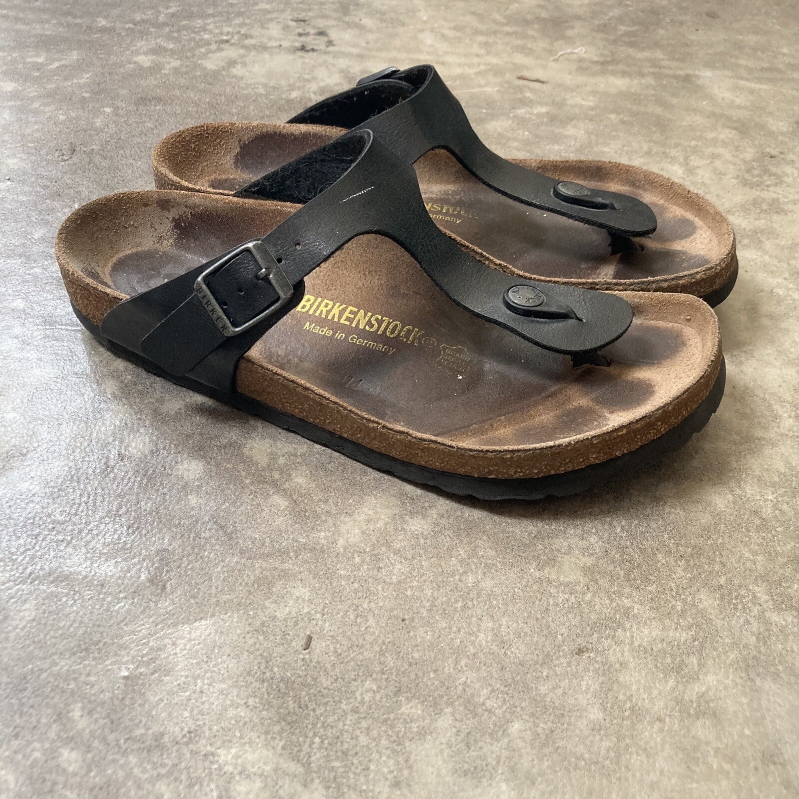 Birkenstock Gizeh Sandal Women Size 7L 5M 38EU Black Birko Flor Thong