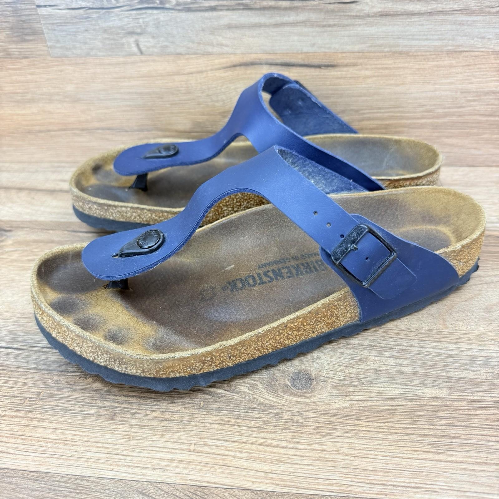 Birkenstock Sandals Womens 6 37 Gizeh Birko-Flor Blue Comfort Slides