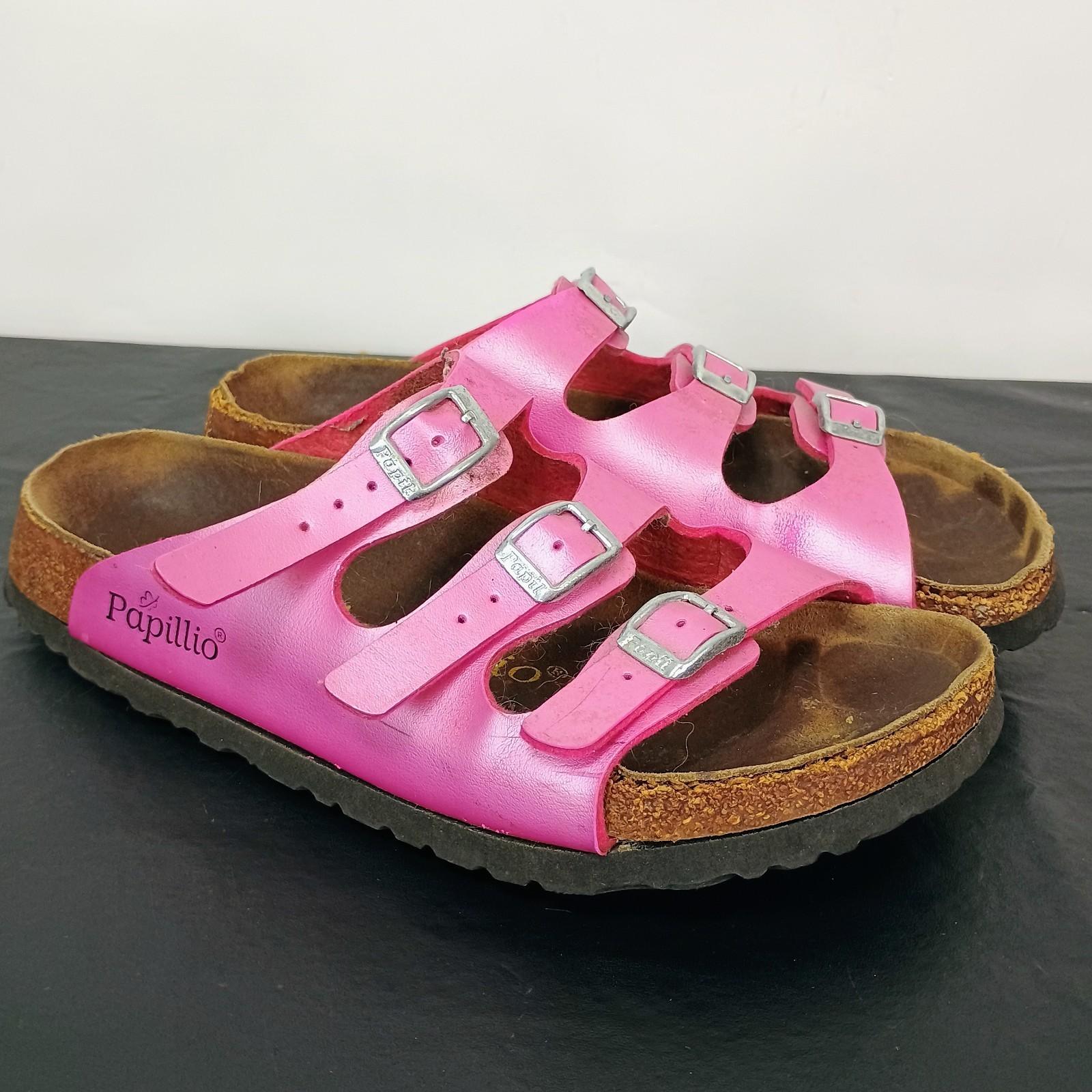 Birkenstock Florida Papillio Sandals Hot Pink Women’s Size 7/37  3 Strap Buckles