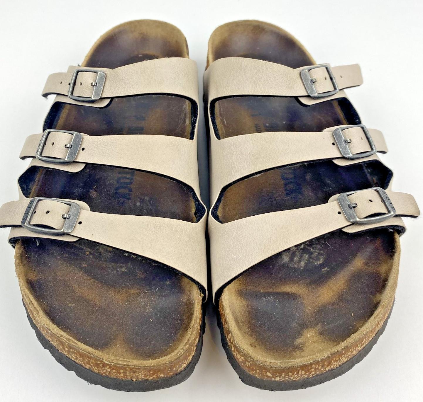 Birkenstock Florida Sandals Birkies EU 38 ? Beige Birko 3 Strap Casual READ