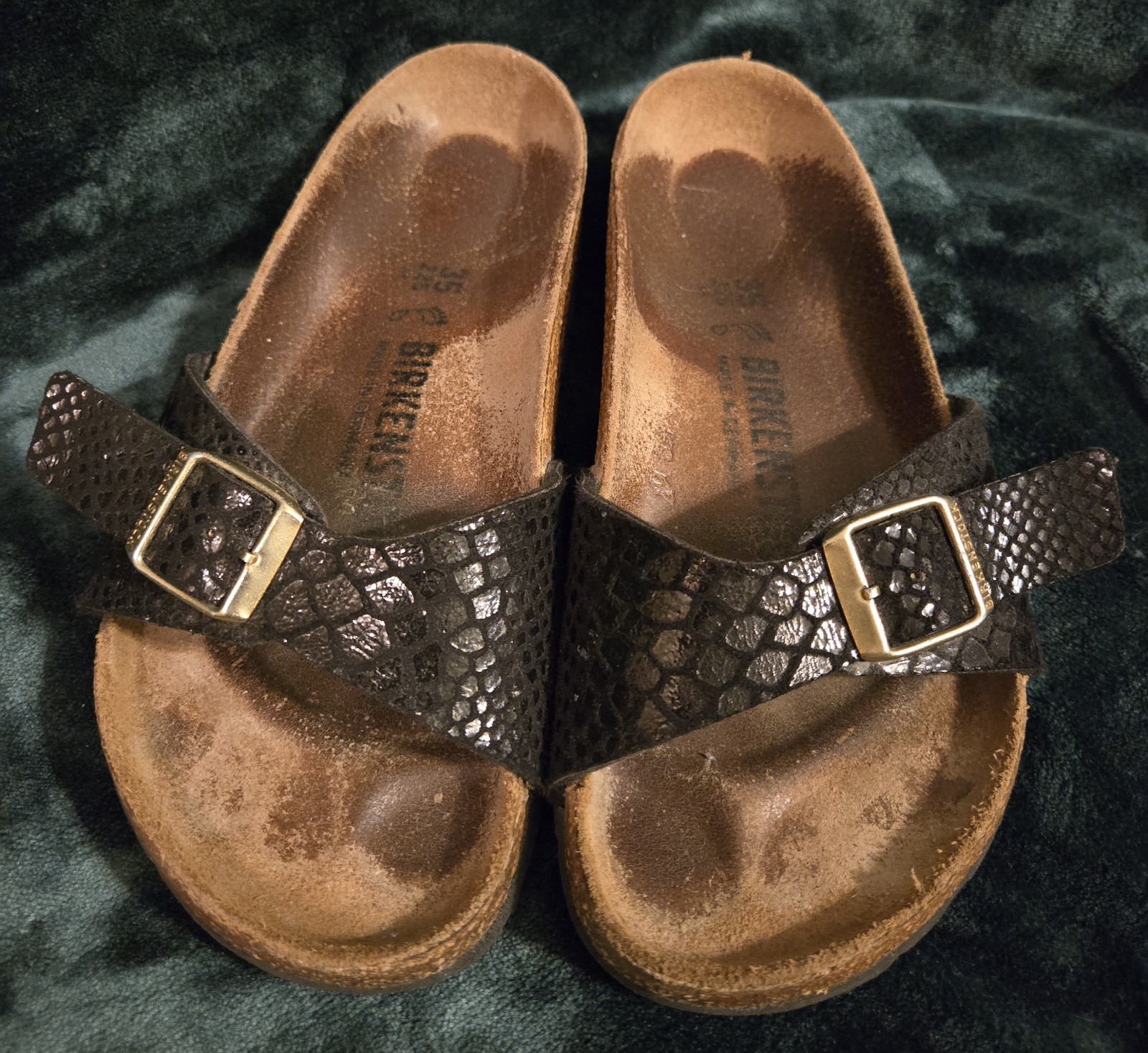Women’s Birkenstock Madrid Shiny Snake Black Sandal EU 35 US 5 AU 5 UK 3