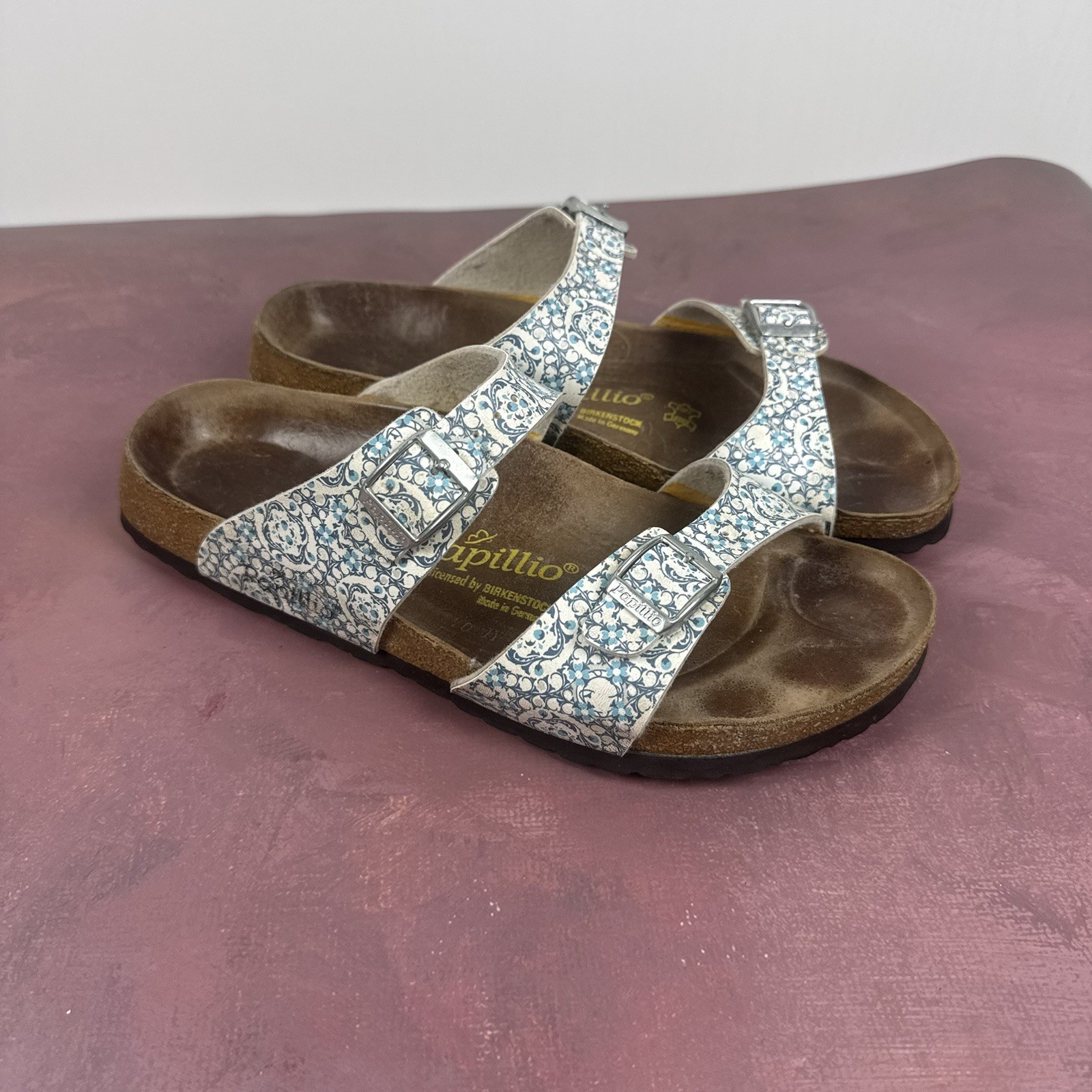 Birkenstock Papillio Chamomile Kaleidoscope Sydney Two Strap Slide Womens Sz 10