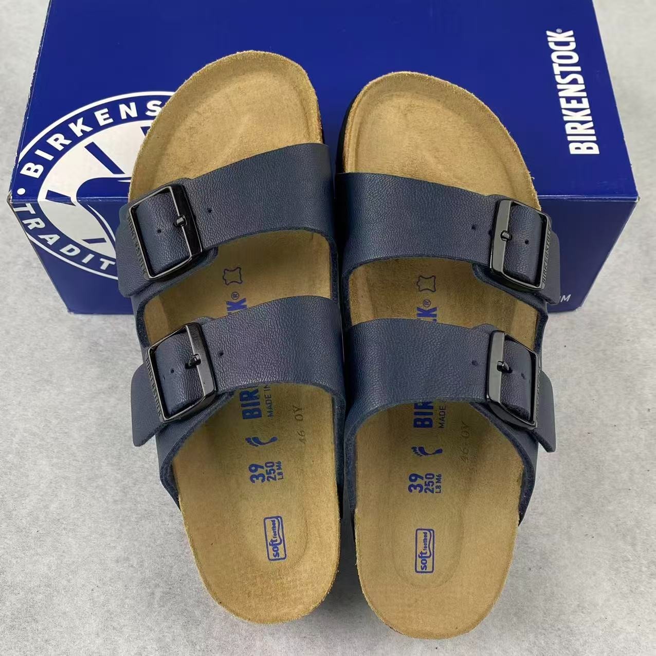 Birkenstock Arizona Blue Birko-Flor Soft Footbed Unisex Sandals EU 37-45