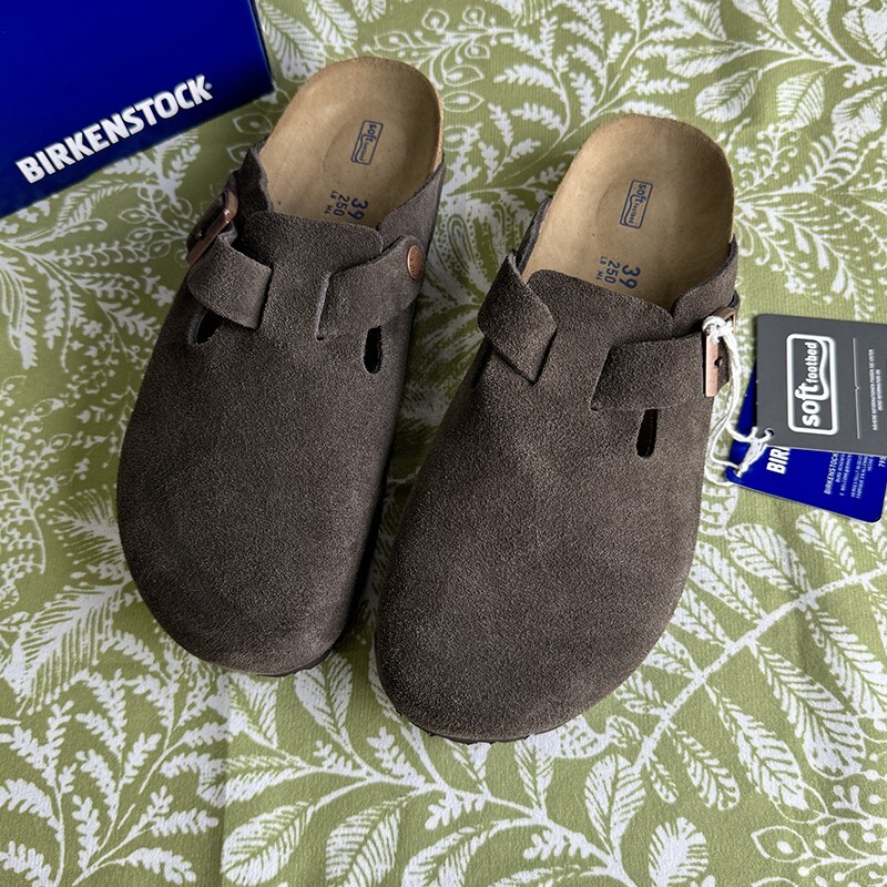 Birkenstock Boston Mocha Soft Footbed Suede Leather Unisex Clog Shoes Size 37-45