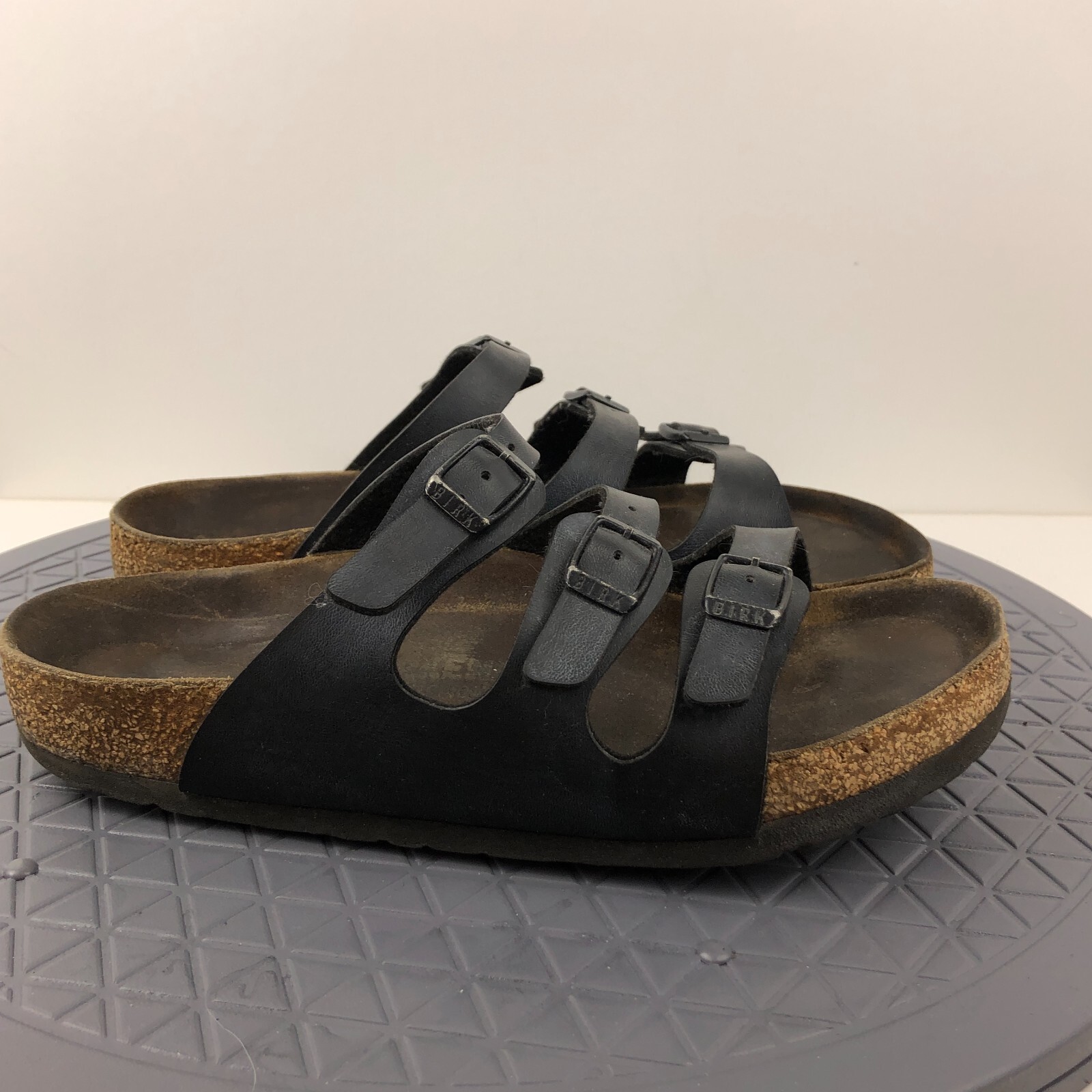 Birkenstock Florida Footbed Sandals Womens Size 37 Black 3 Straps Buckles
