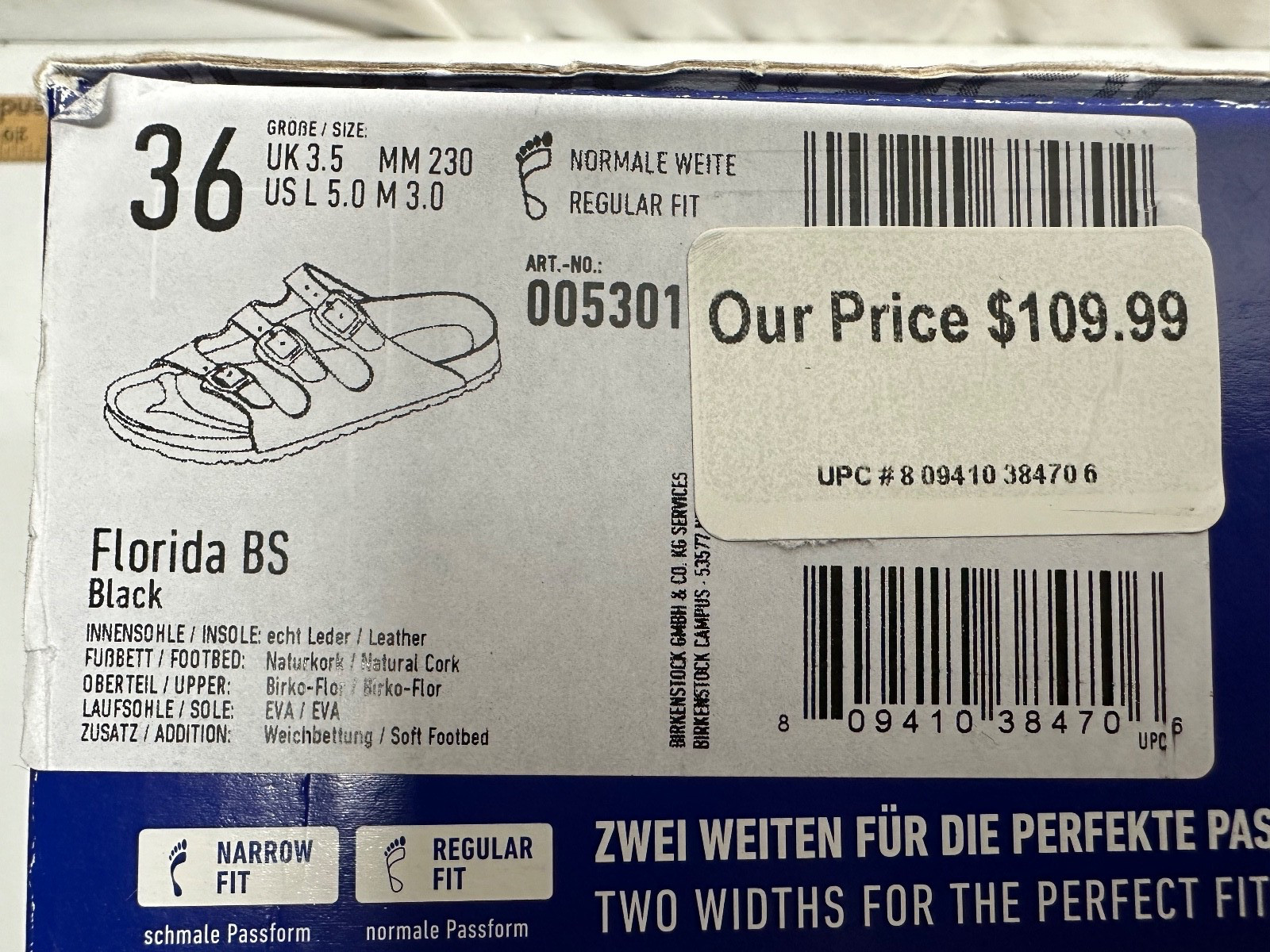 + NEW Birkenstock women’s Florida BS Black sandals – size: US 5 / 36 EU