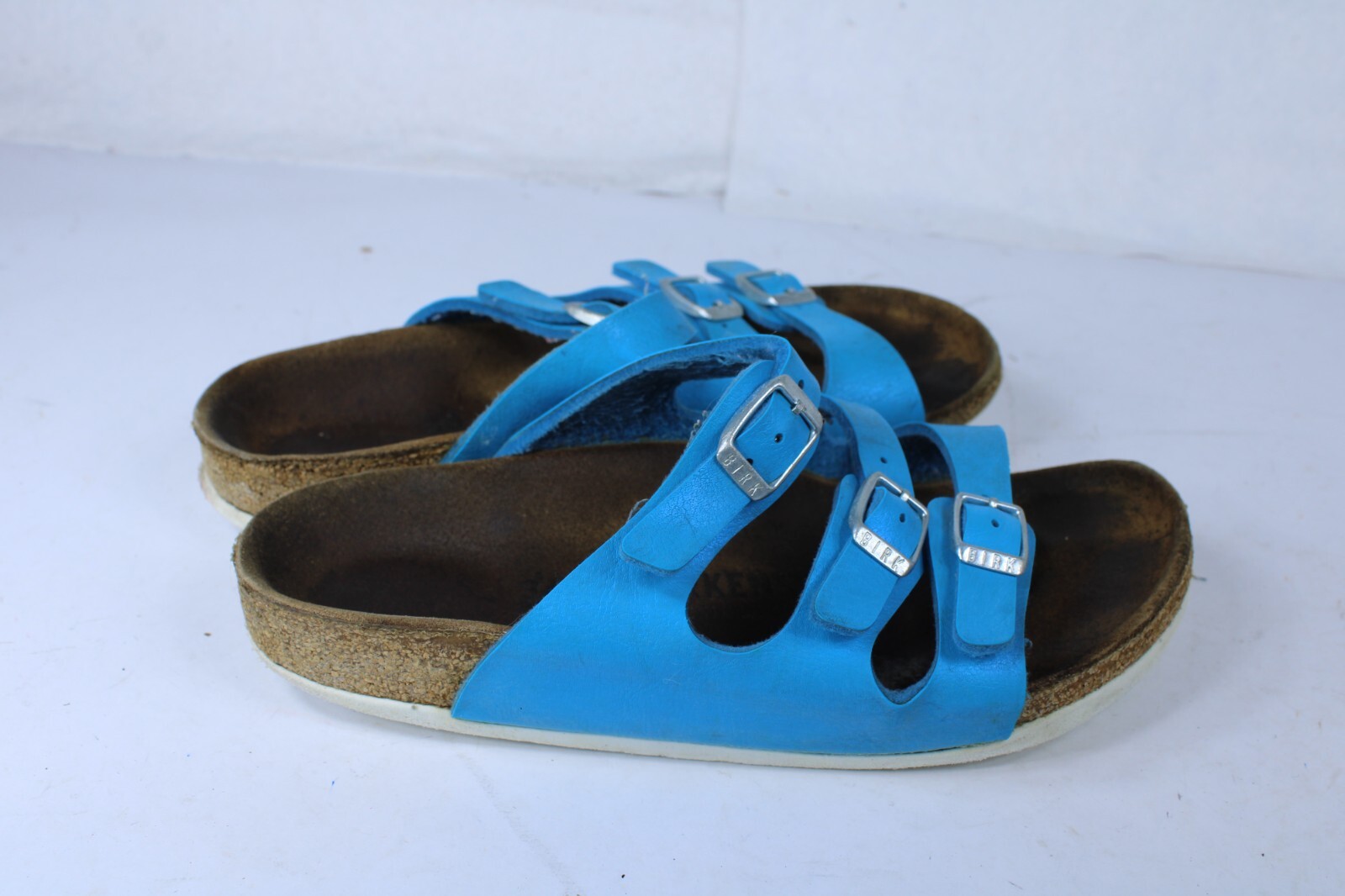 Birkenstock Florida US 5 EU 36 Suede Leather Blue Sandals Three Strap Shoes