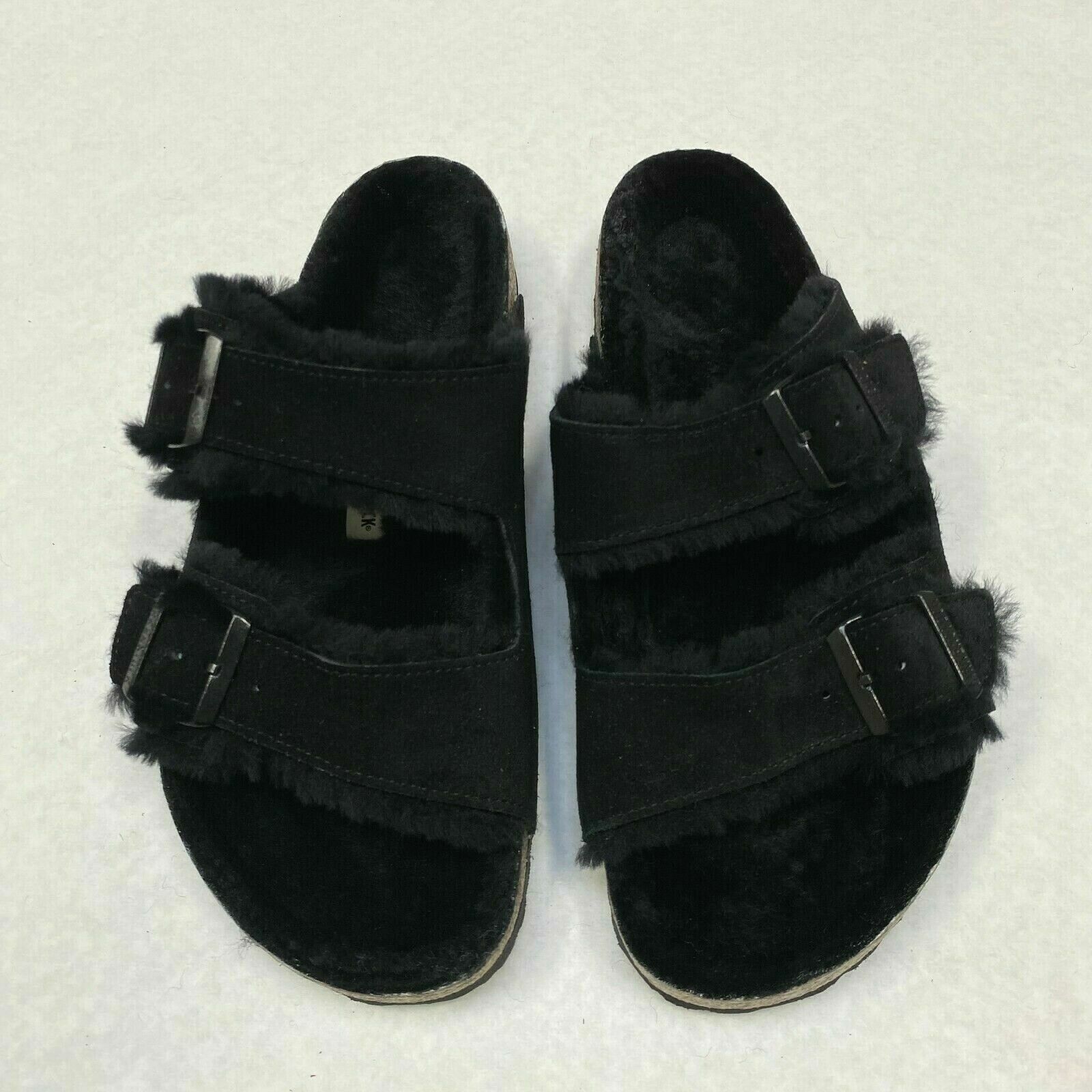 New w/o Box Birkenstock Arizona Fur Shearling Black Regular – Select Size