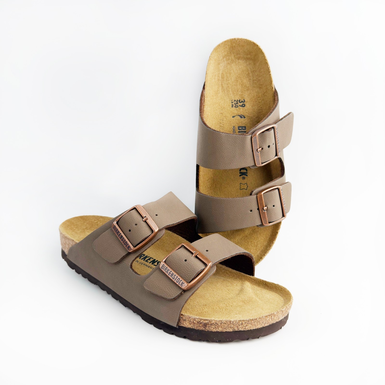 Birkenstock Arizona Birkibuc Cork-Latex Footbed Sandals Women’s Shoes – Mocha