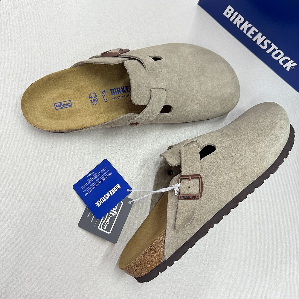 Birkenstock Boston Soft Footbed Taupe Suede Leather Women’s & Men’s Clogs Shoes
