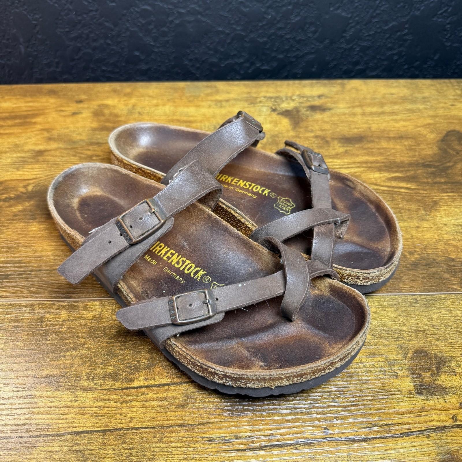 Birkenstock Mayari Sandals EU 37 US 6.5 Leather Thong Strap Brown Adjustable