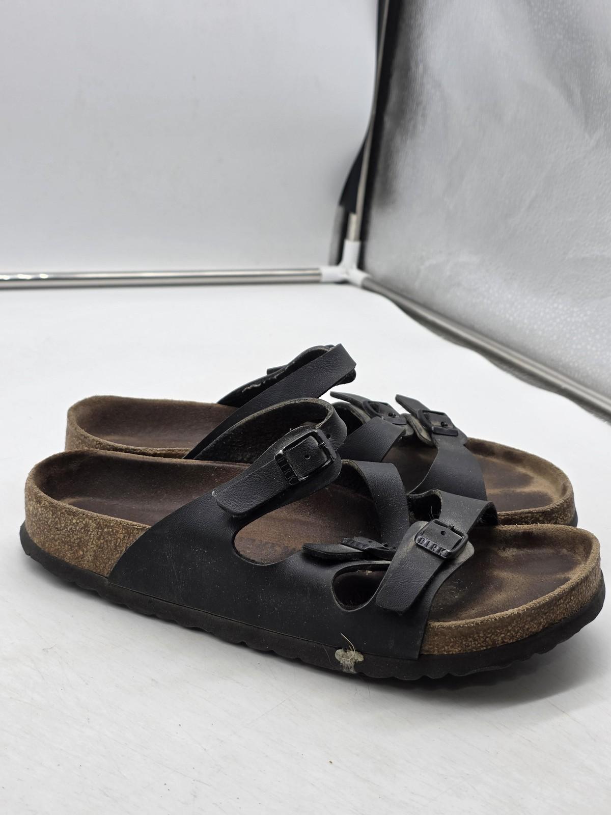 Birkenstock Florida Sandals Womens Size 39 Black Three Strap Slide Cork Footbed