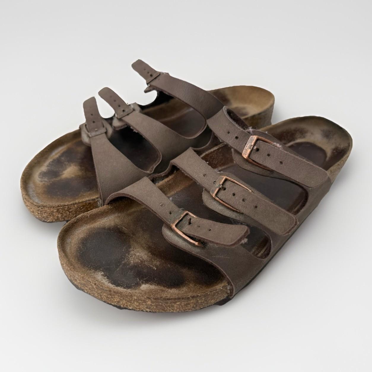 Birkenstock Florida Sandals Women’s Size 9 EU 40 Brown Leather Slip On 3 Straps