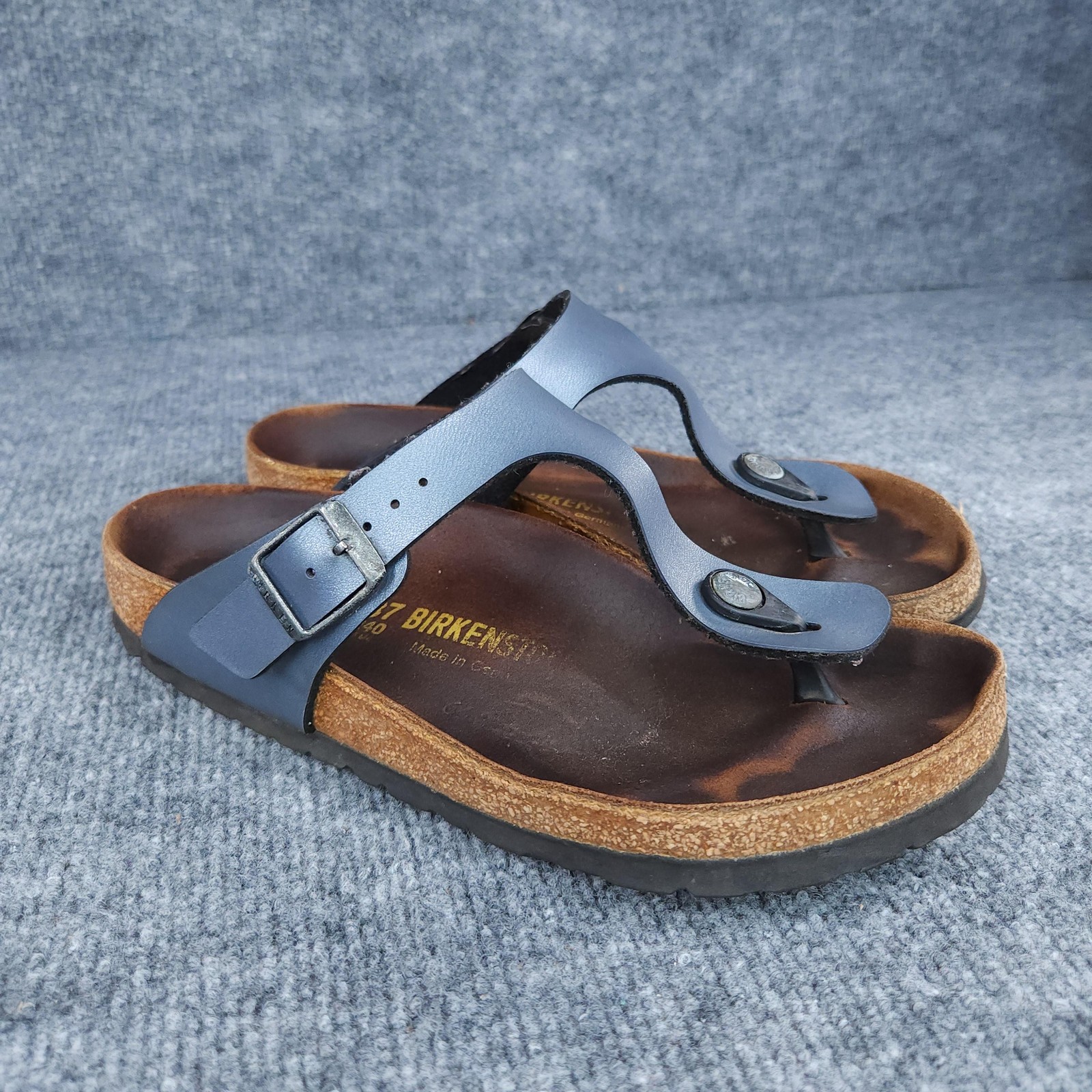Birkenstock Gizeh Sandals Womens Size 6 Blue Thong Toe Post Comfort Made Germany