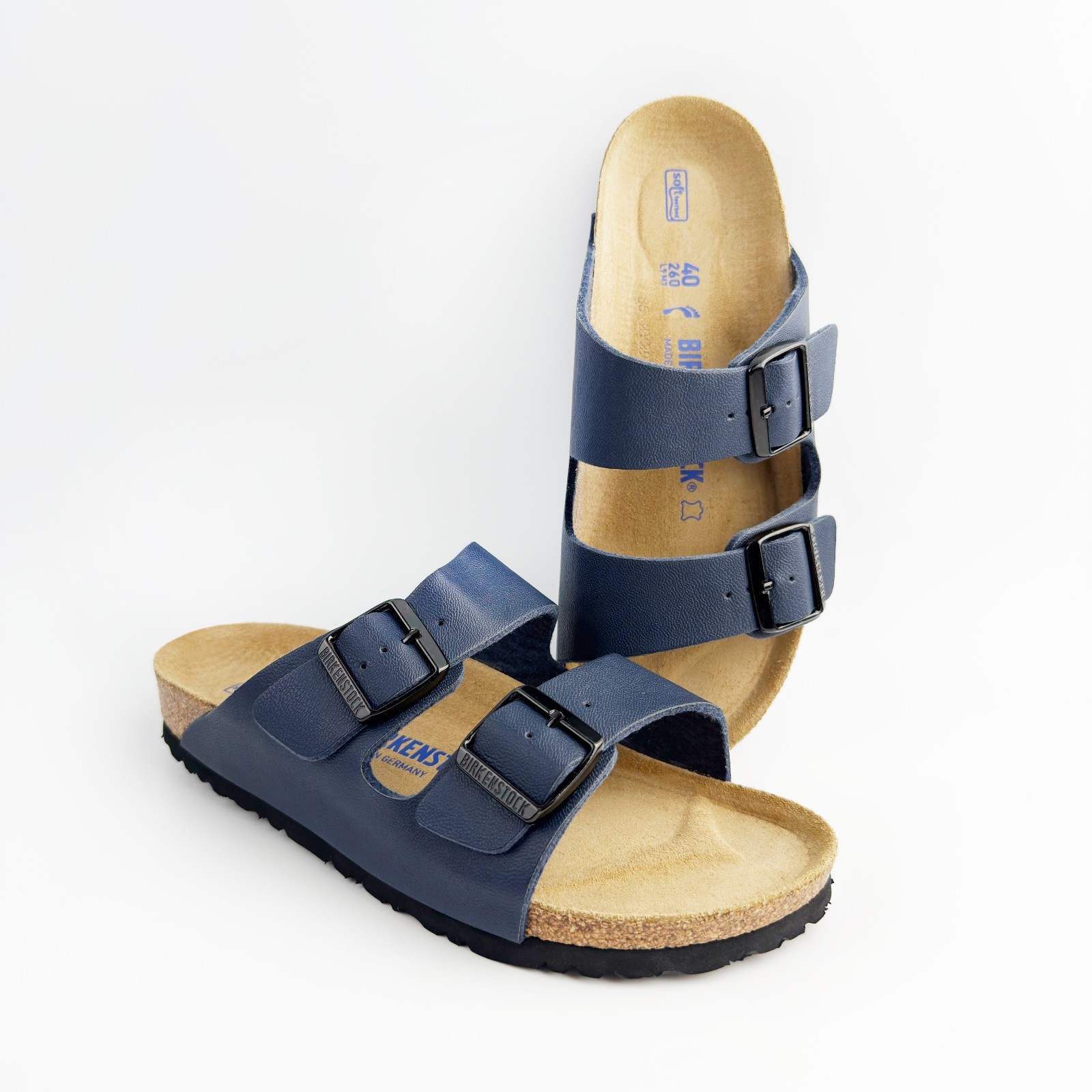 Birkenstock Arizona Birko-Flor Soft Footbed Sandals Women’s Shoes – Blue