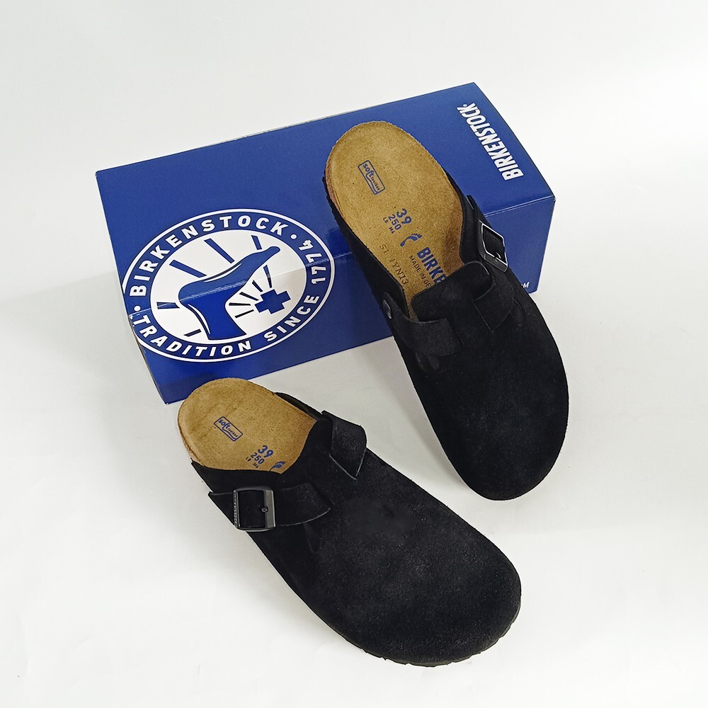 Birkenstock Boston Soft Footbed Suede Leather Black Women and Men EU 37-45