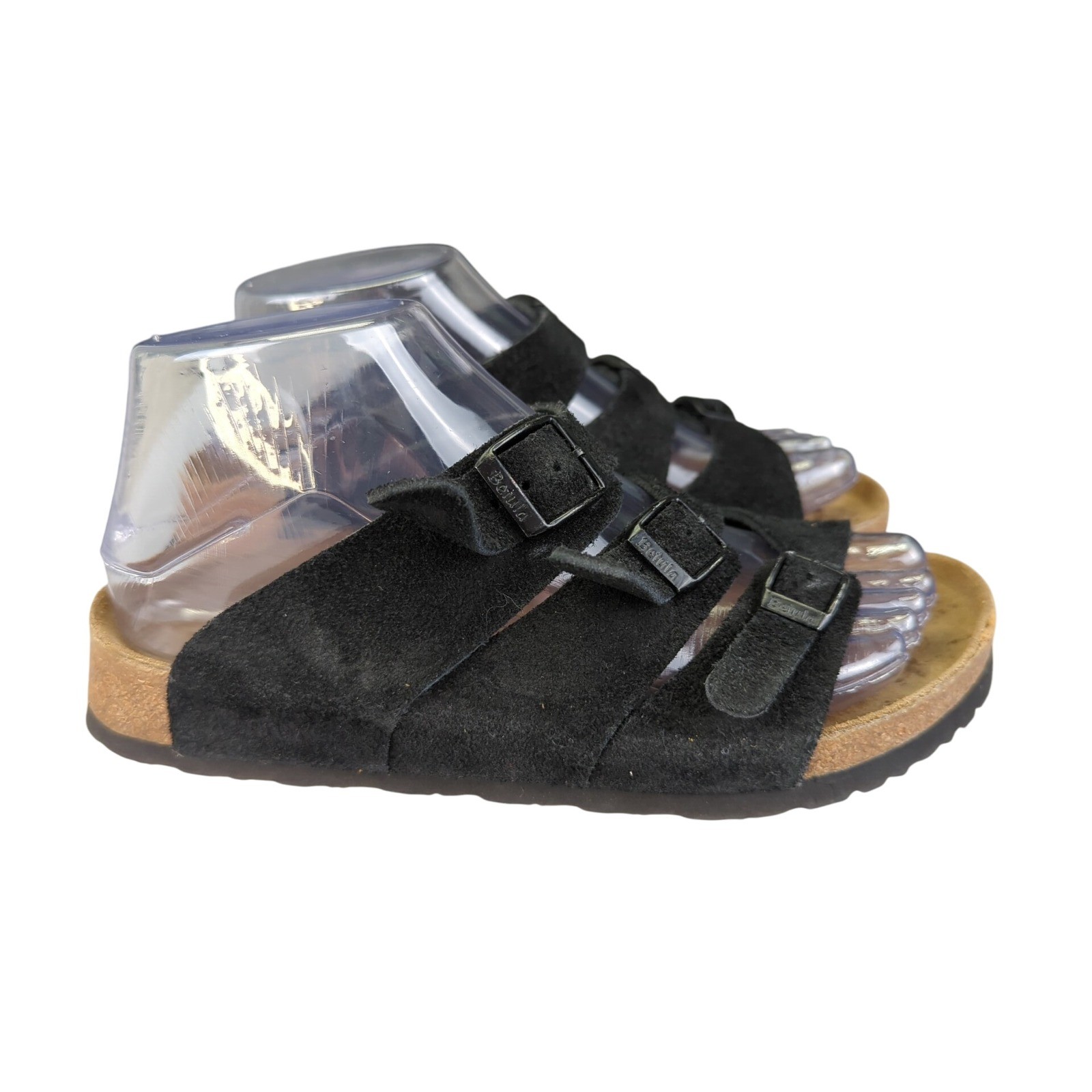 Betula by Birkenstock Florida Black Suede Adjustable Three Strap Sandals 36 US 5
