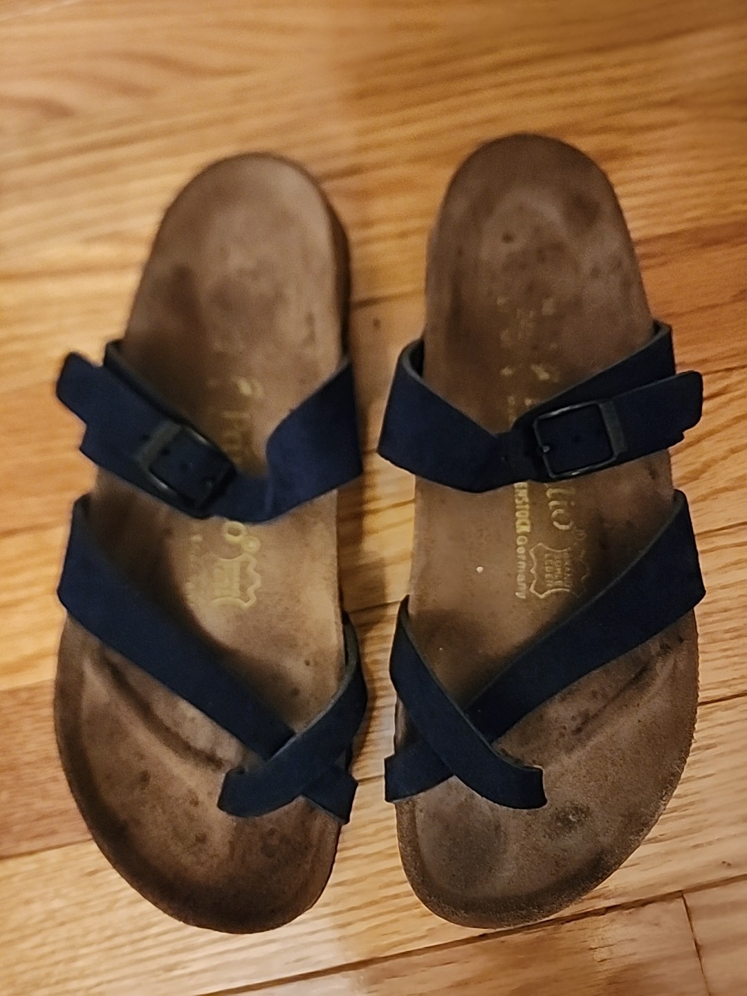 Birkenstock Papillio Leather Toe Loop Navy Blue Sandals Women’s Sz 38 US 7
