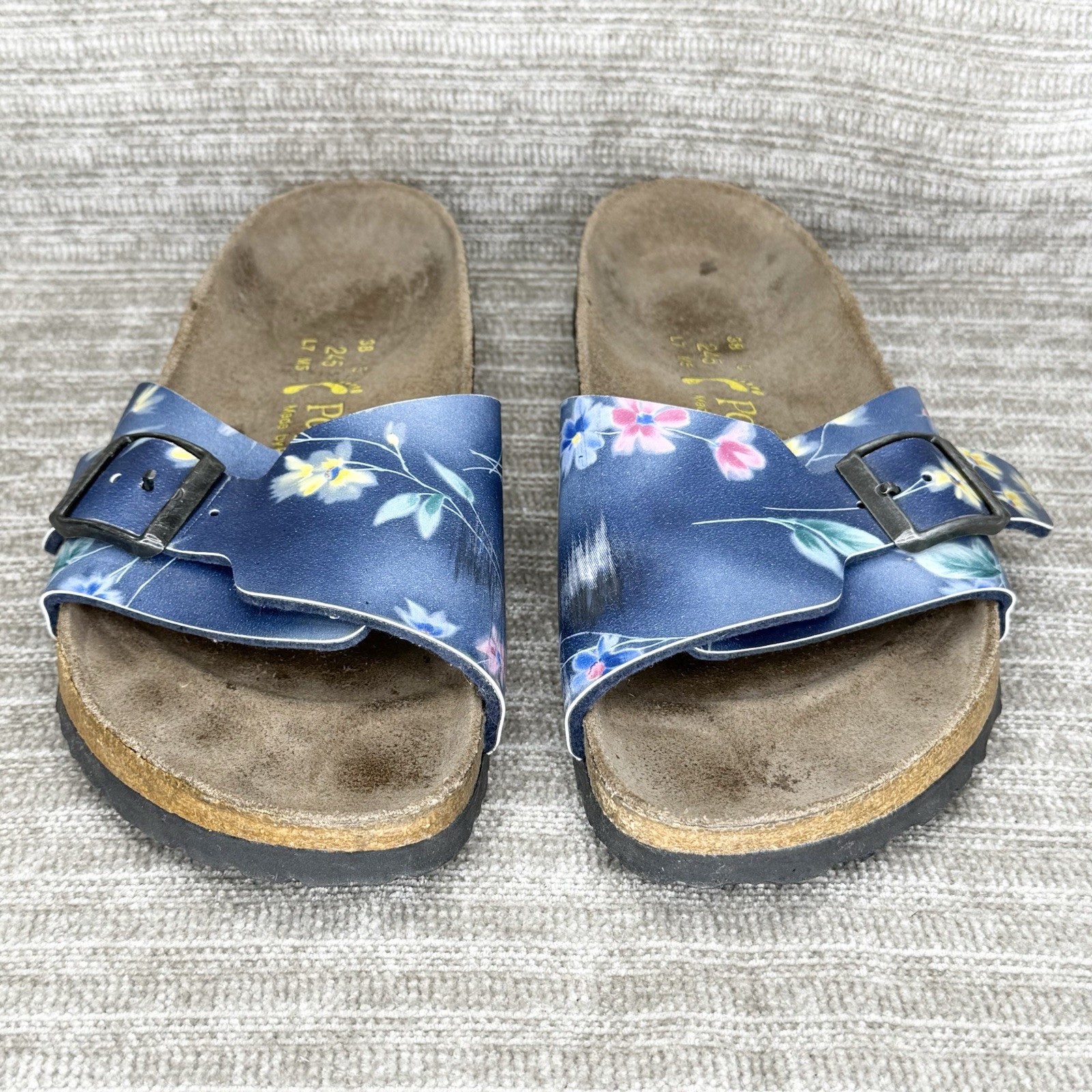 Birkenstock Papillio Catalina Blue Multicolor Floral Sandals Sz 38 Womens 7