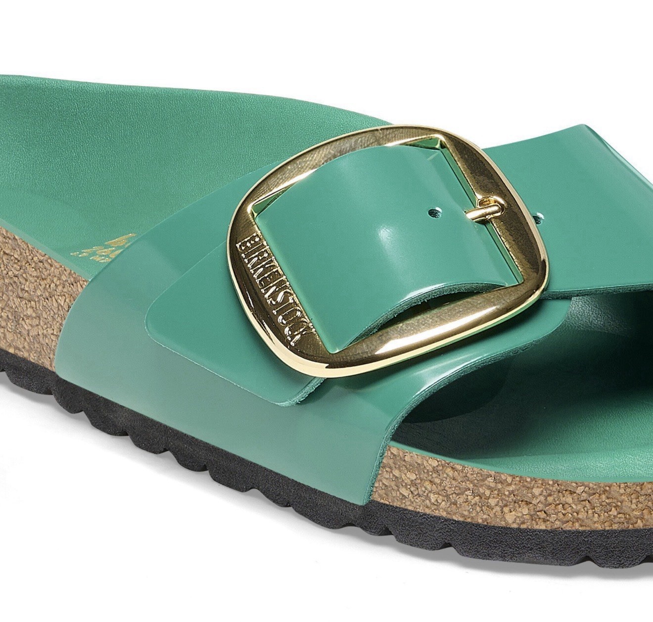 Birkenstock Madrid Big Buckle Sandal High Shine Digital Green/Gold Buckle EU 38