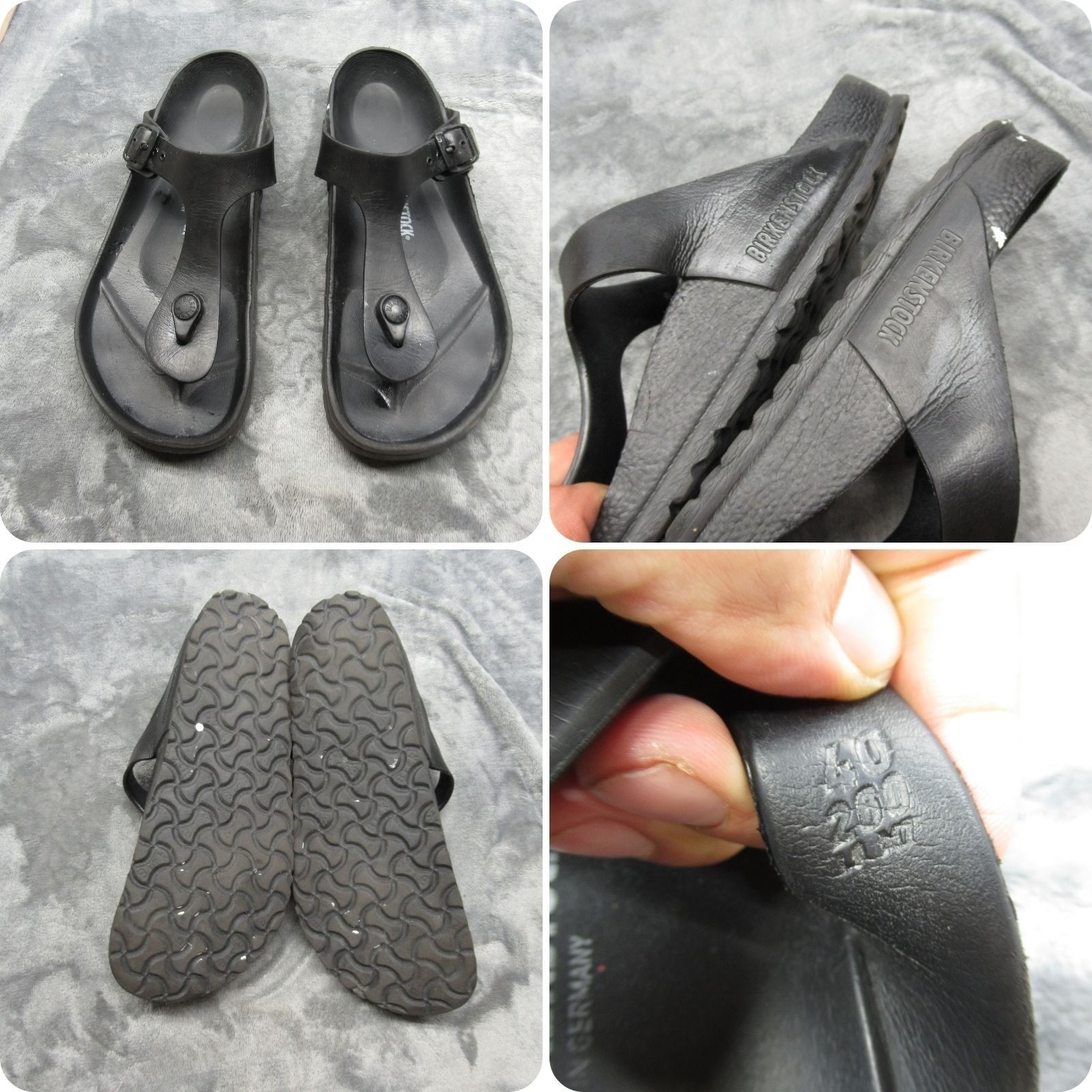 Birkenstock Gizeh Sandals Womens 9 Mens 7 Black Thong Adjustable Comfort Casual