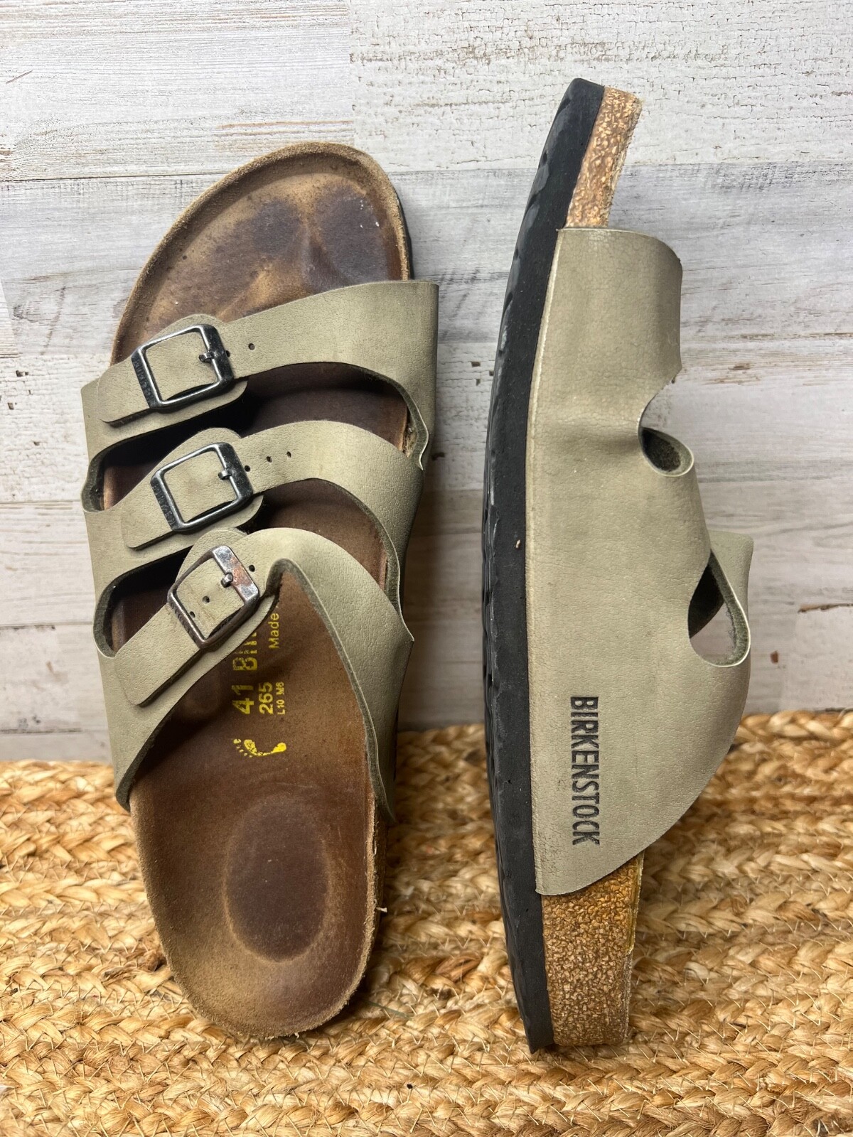 Birkenstock Florida Sandal Olive Green Triple Strap L10 M8 Comfort Outdoors