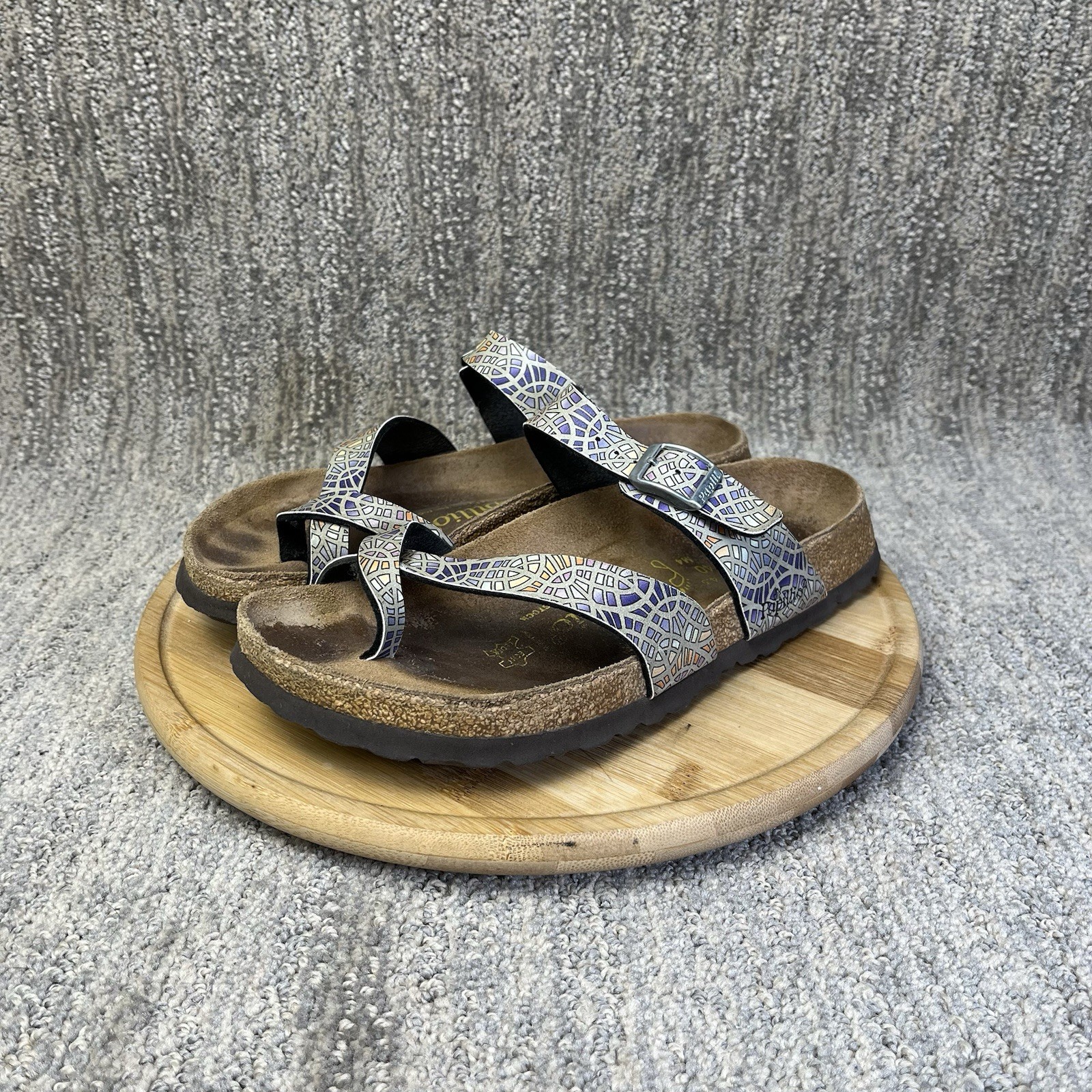 Birkenstock Papillio Tabora Women’s Sz 6 EU 37 Toe Loop Mosaic Floral Multicolor