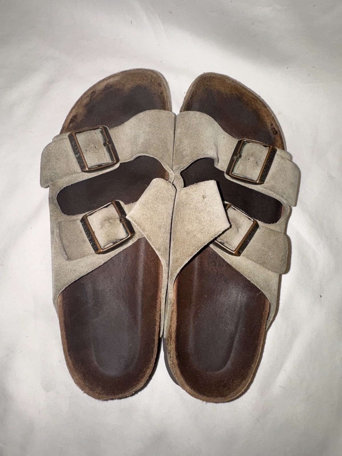 Birkenstock Arizona Taupe Suede Leather Sandals Size 8/39