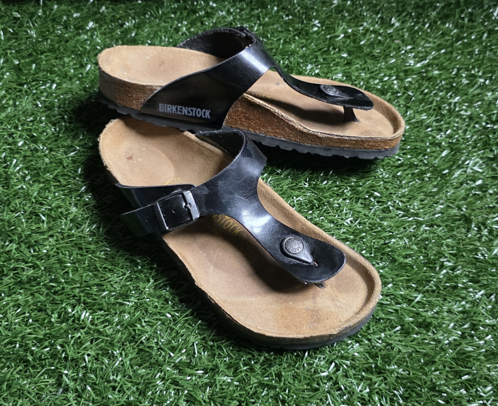 Birkenstock Gizeh Regular Fit Birko Flor Black Patent Leather Size 37 6 6.5 R