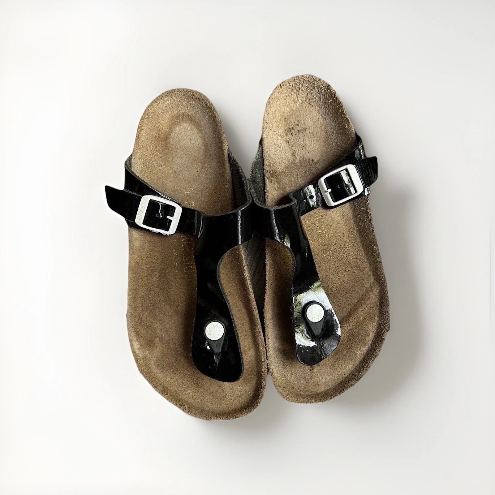 Birkenstock Gizeh Black  Patent Leather  Thong Sandal Women Size EU 37 US 6/6,5