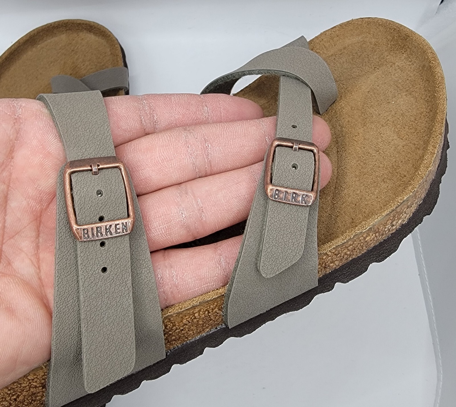 Birkenstock Mayari Birko-Flor Leather Stone Color Regular Wide