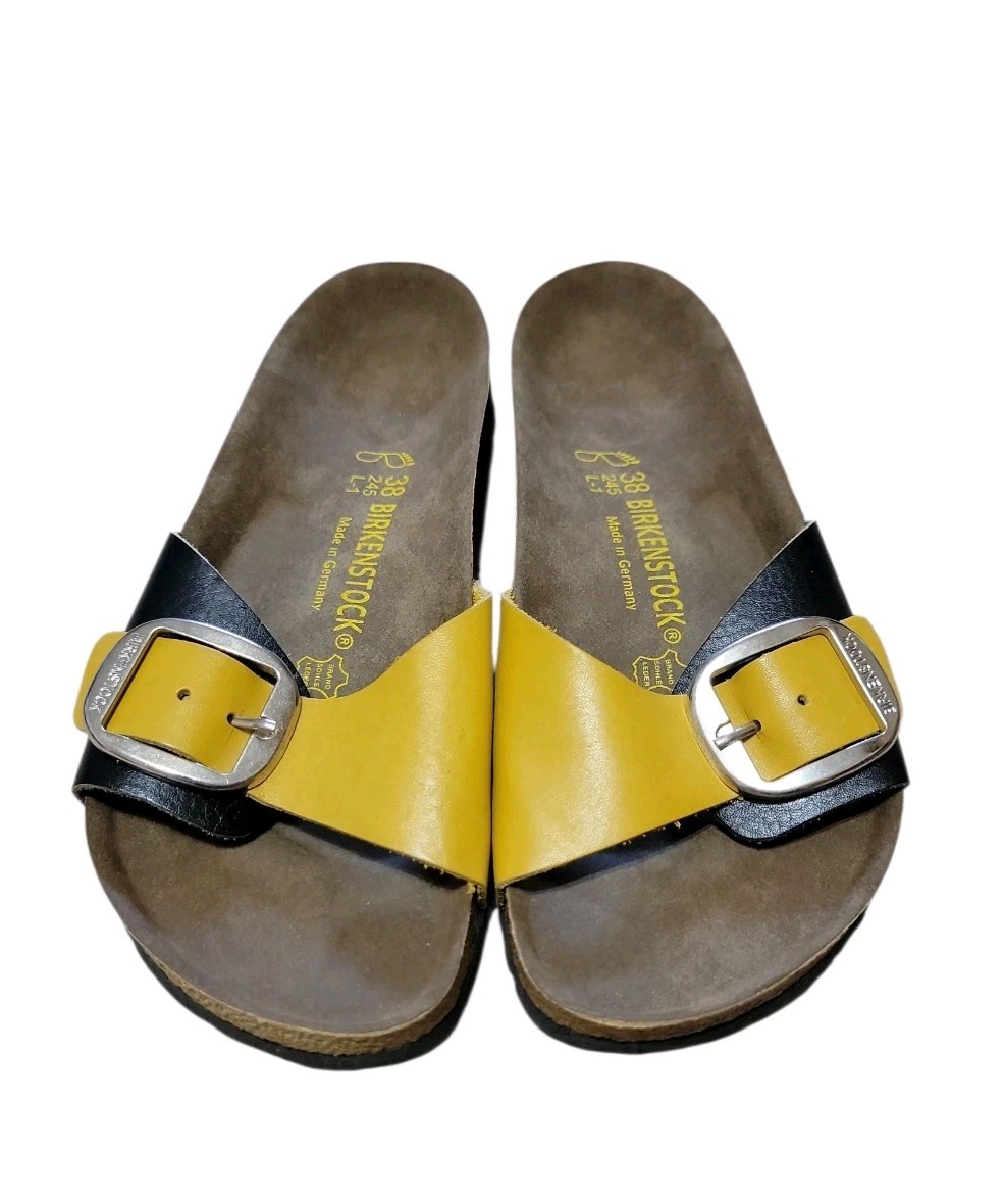 Birkenstock Madrid Big Buckle slides in Apricot Nubuck EUC Womens 38 7.5