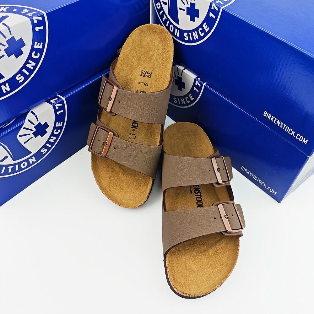 Birkenstock Arizona Birko-Flor Mocha-Natural Leather Narrow/Wide EU37-45 Unisex