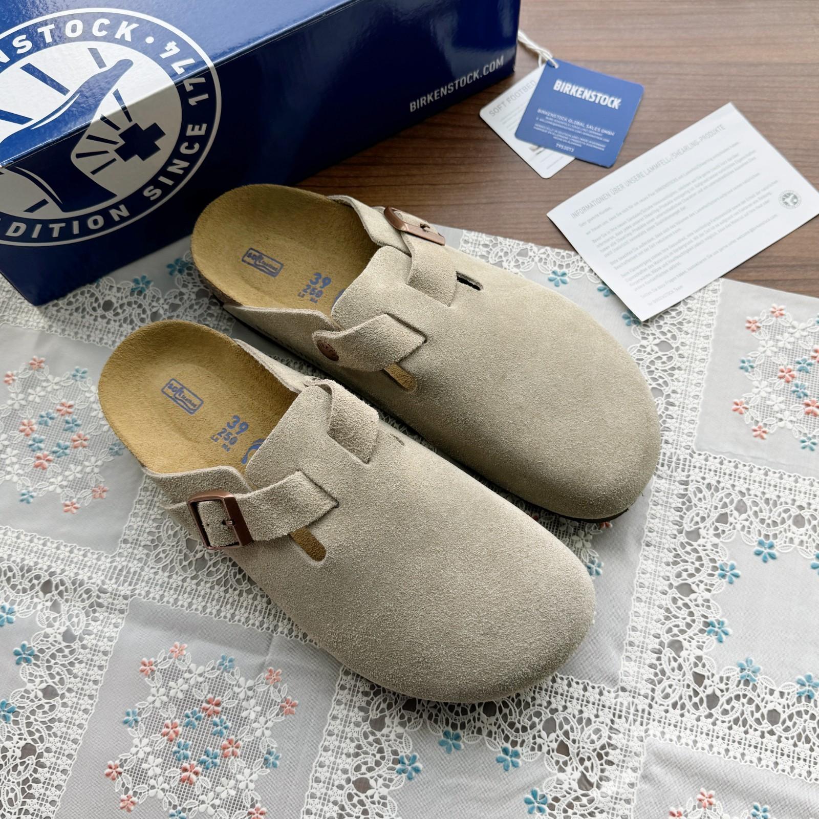 Birkenstock Boston Taupe Suede Wide Cork Sole Men’s/Women’s EU37-45