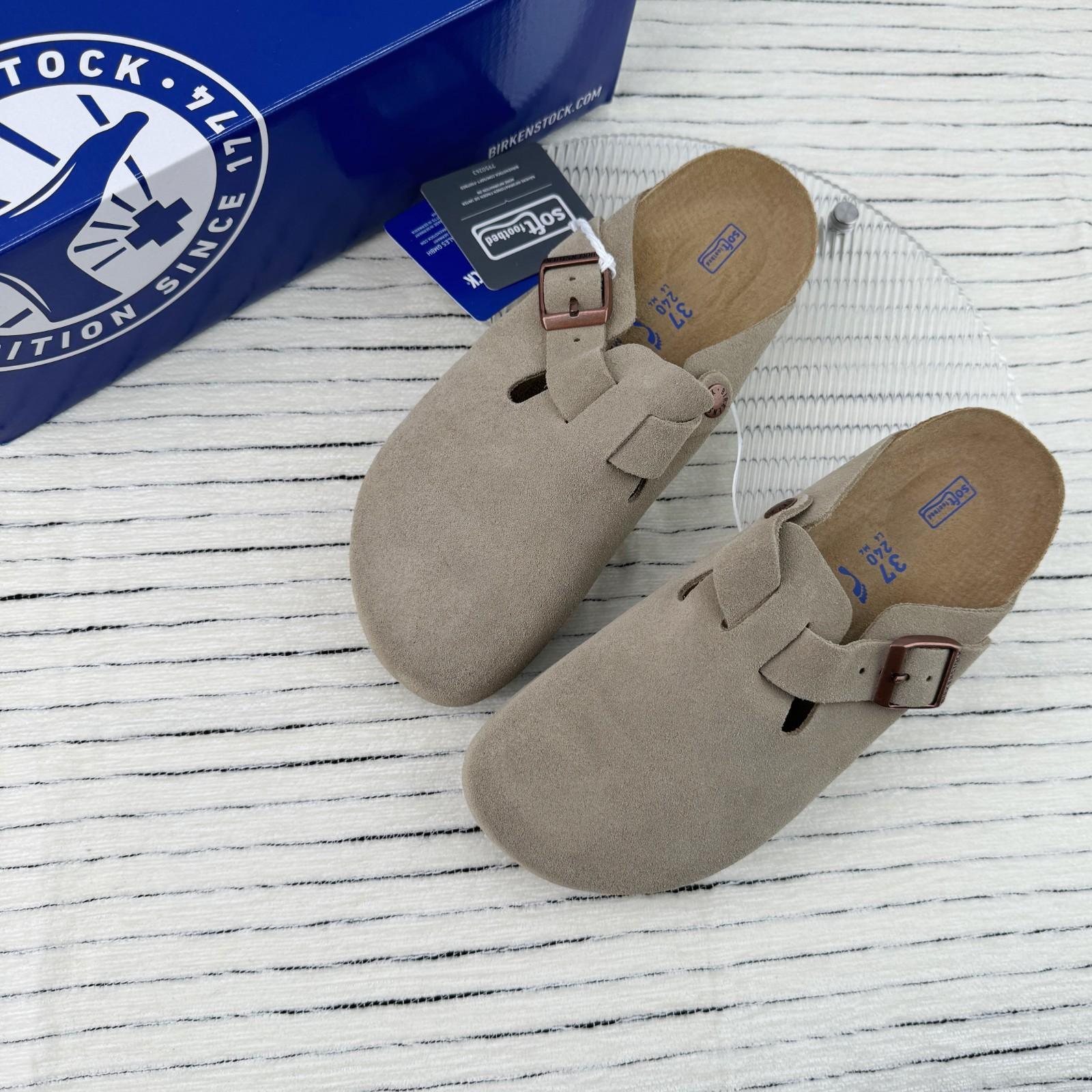 New BIRKENSTOCK Boston Taupe Suede Leather woman’s shoes Narrow/EU37-41