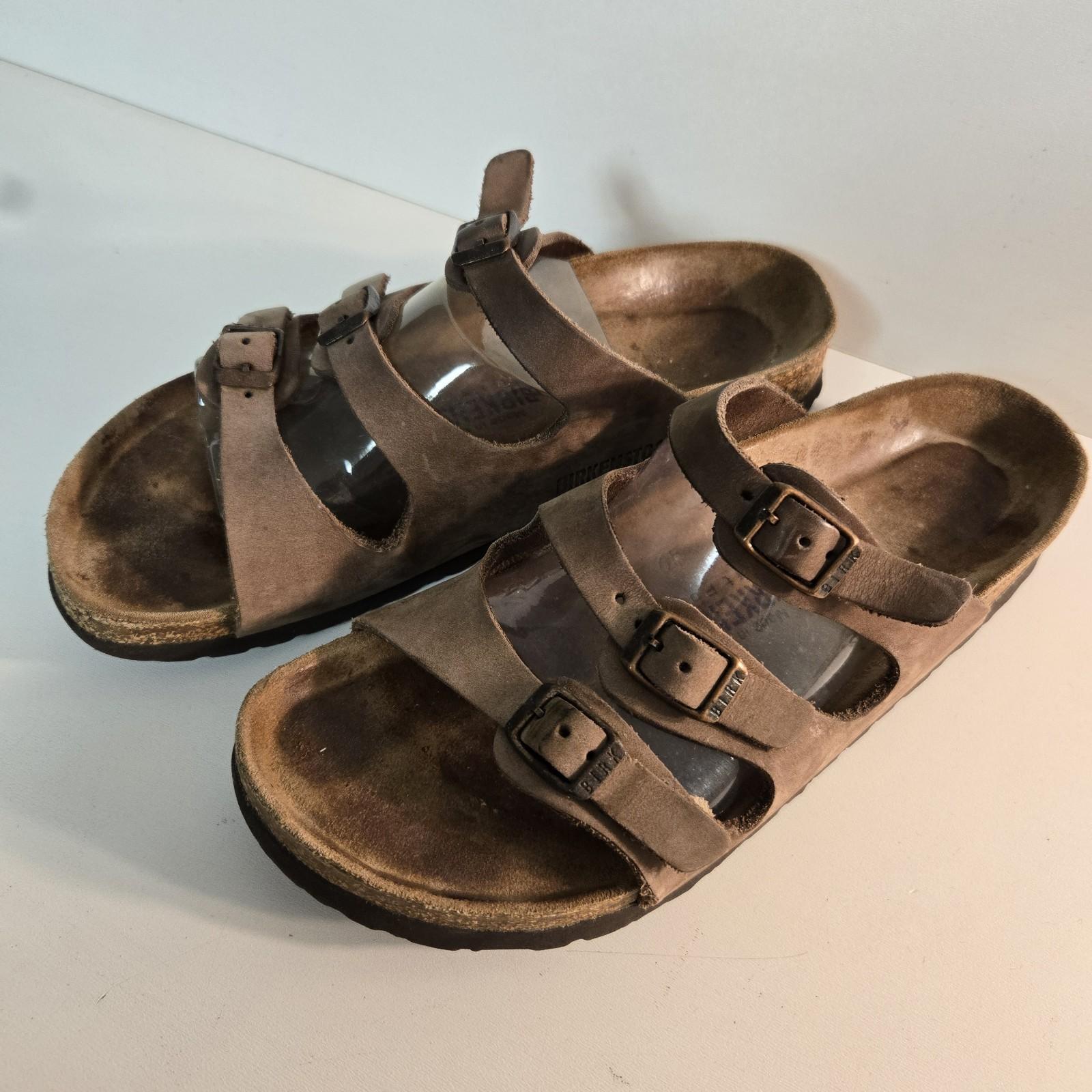 Birkenstock Florida Brown Leather Slides Sandals Womens Size 38 / US 7.5 – 8