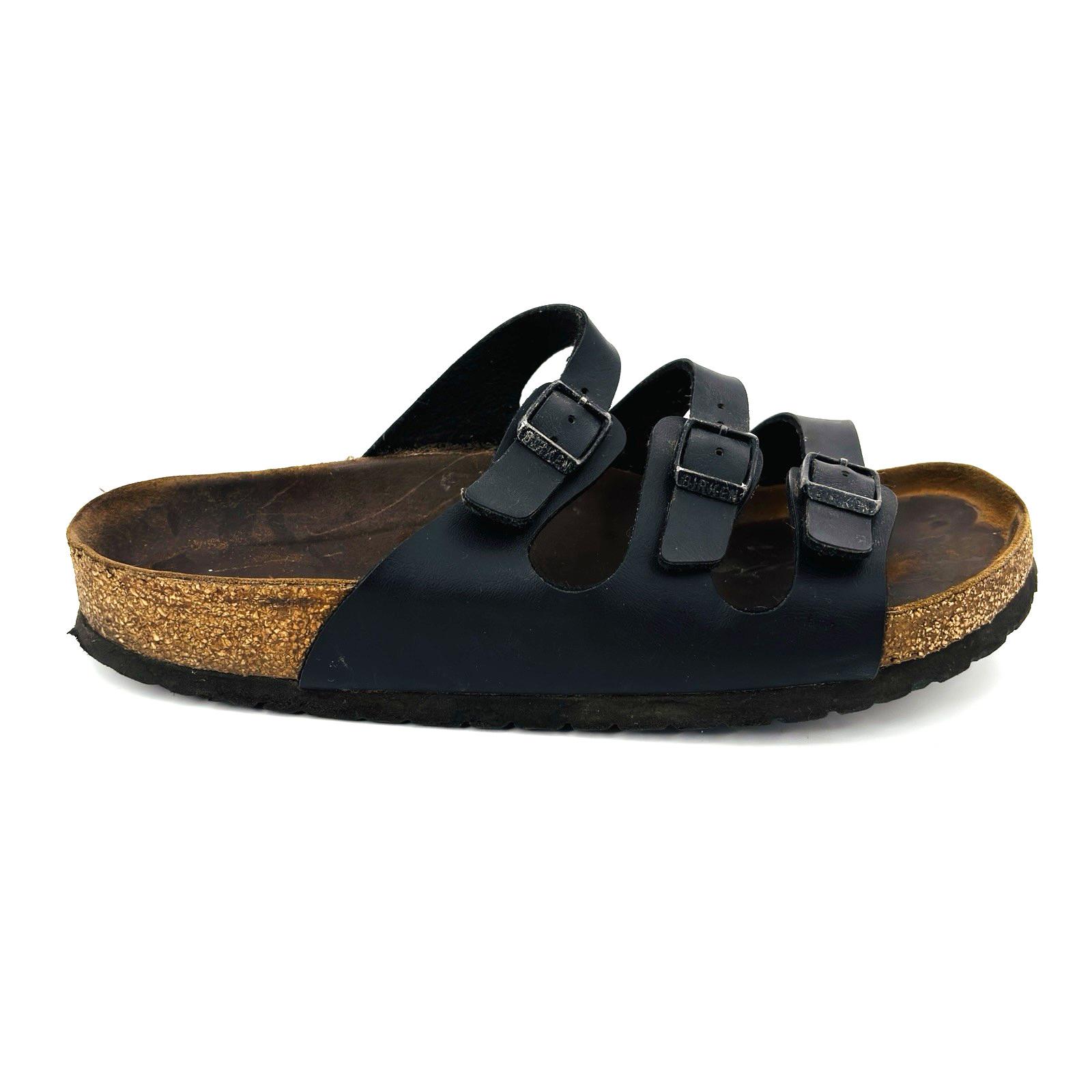 Soft Footbed Womens 10-10.5 41 Birkenstock Florida Black Birkoflor Slide Sandals