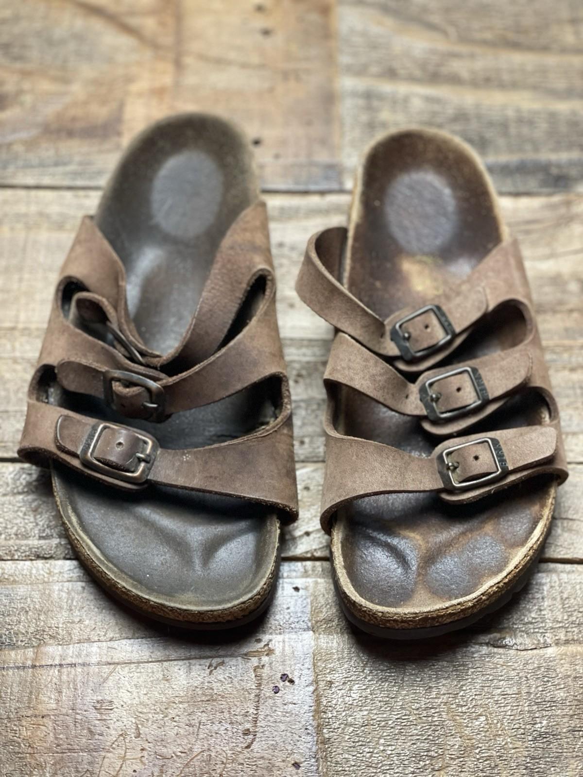 Birkenstock Florida 3-Strap Brown Leather Sandals, Size 7