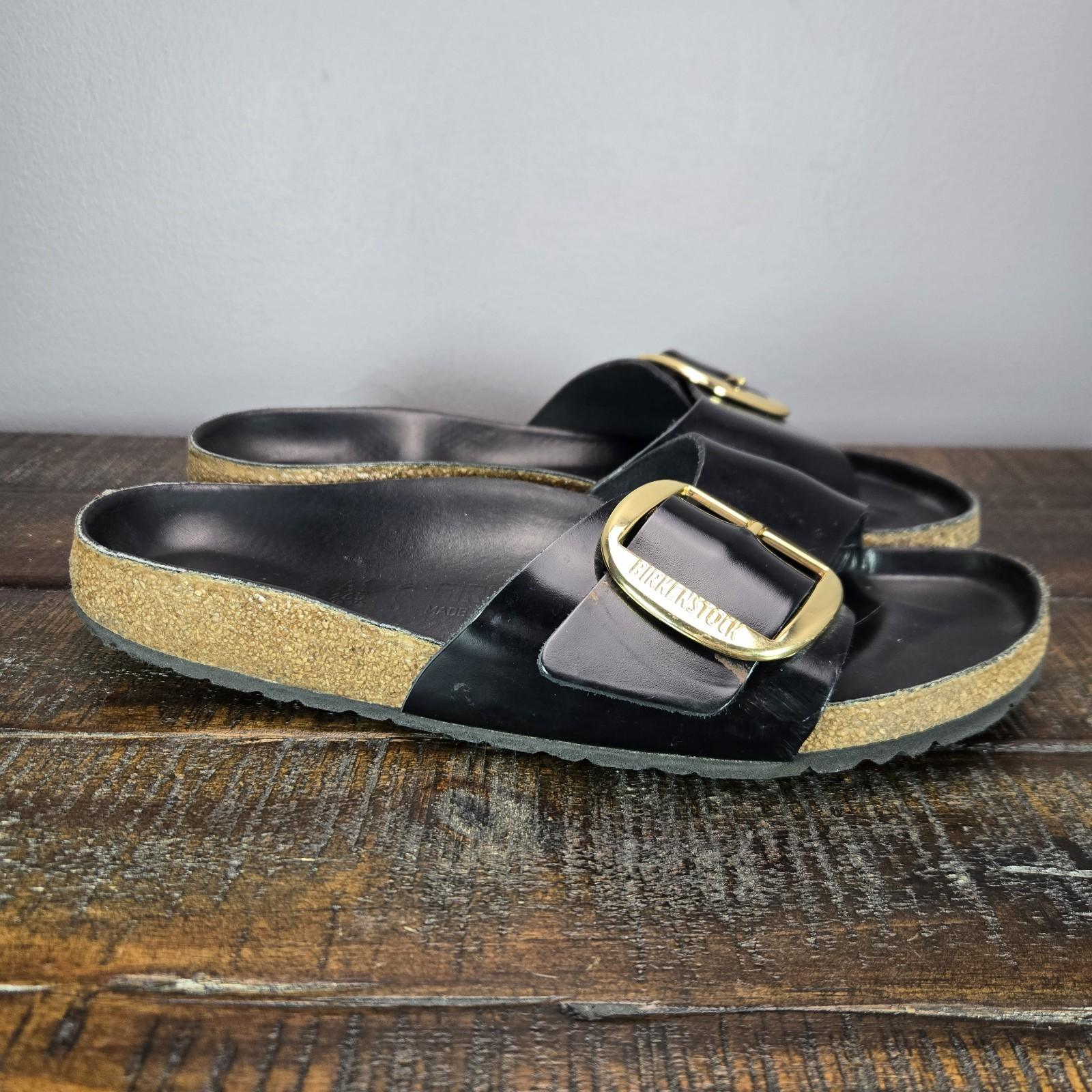 Birkenstock Madrid Big Buckle Womens Size 10 EU 41 Narrow Sandals Black Leather