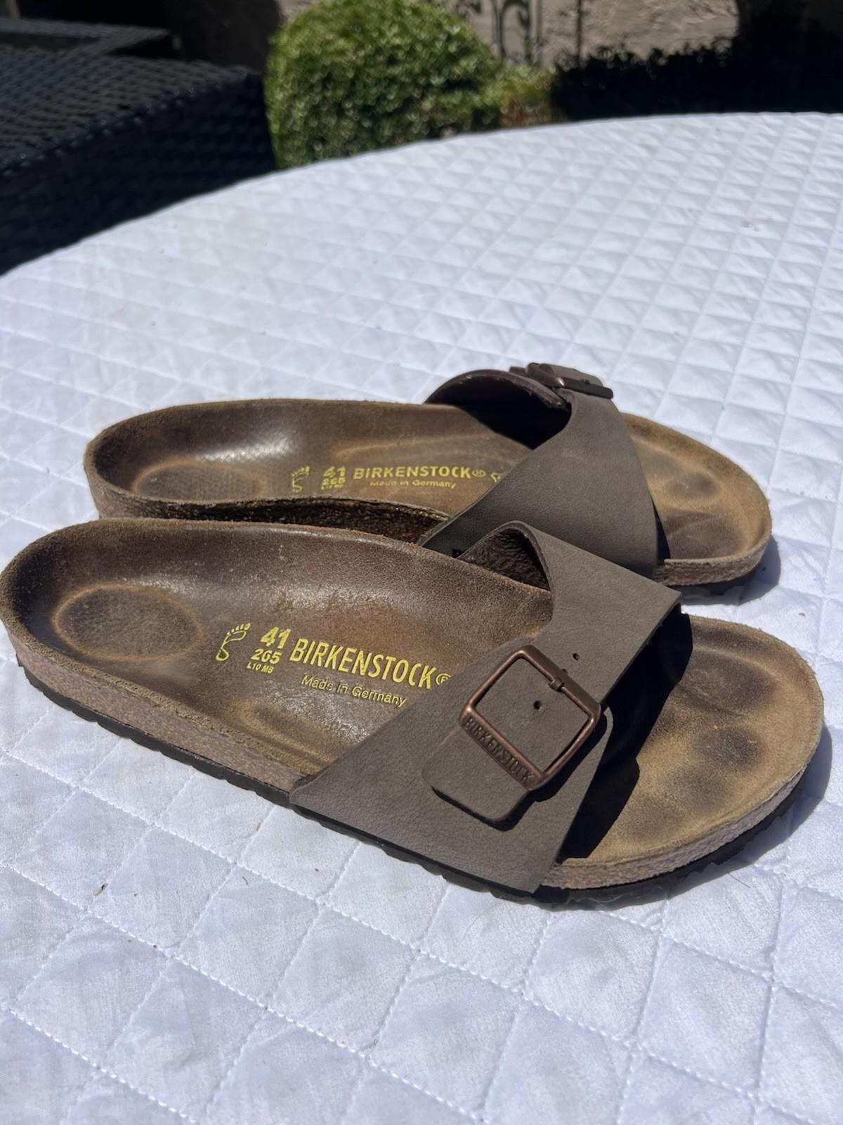Birkenstock Madrid Birko-Flor Mocha Brown Strap Sandals Size 41 Womens 10 Mens 8