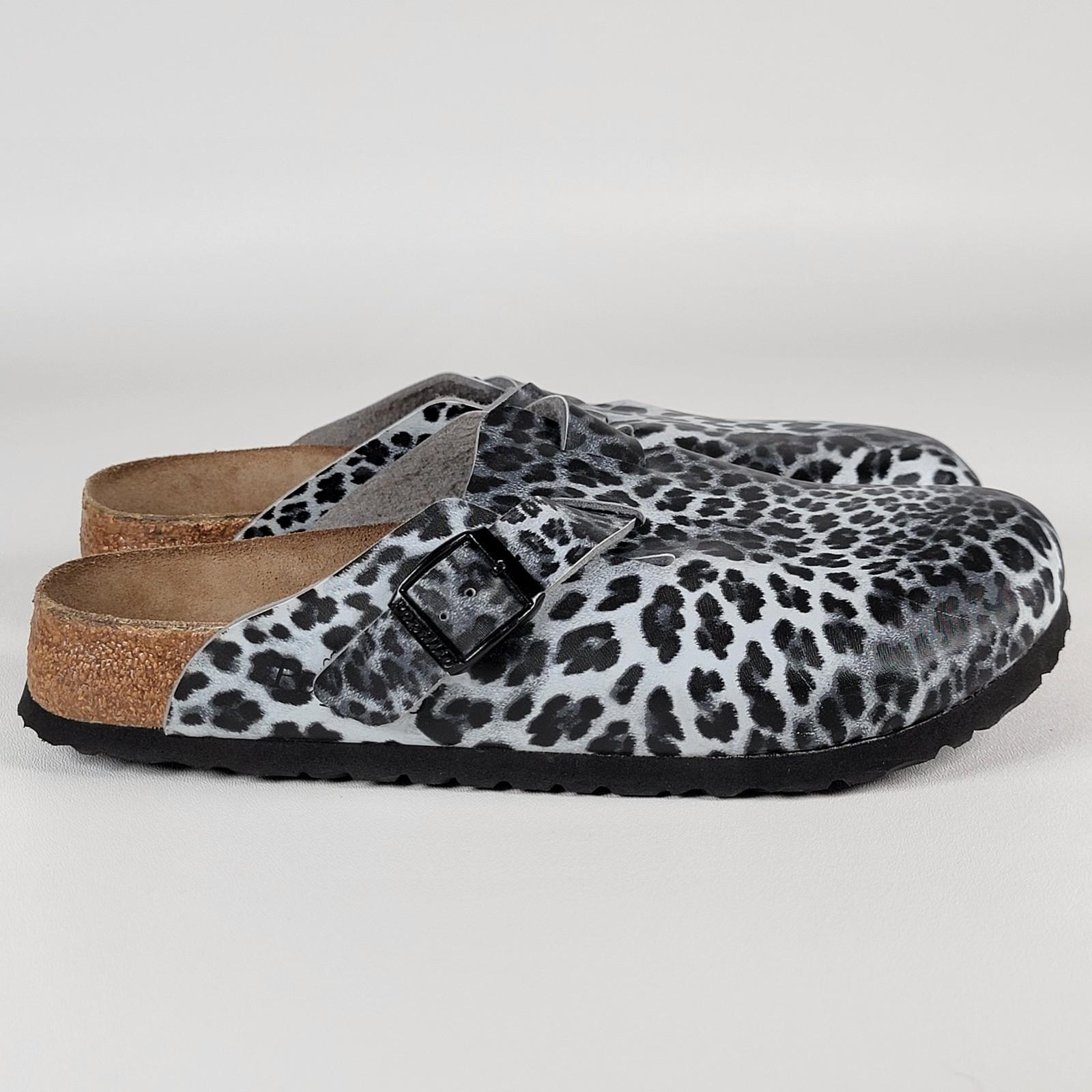 Birkenstock Papillio 260 L9 M7 Narrow  Gray Leopard Closed Toe Clogs Birko-Flor