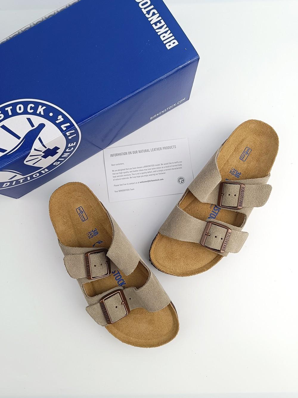 Birkenstock Arizona Taupe Suede Sandals Soft Footbed Shoes Narrow/Wide US 6-12